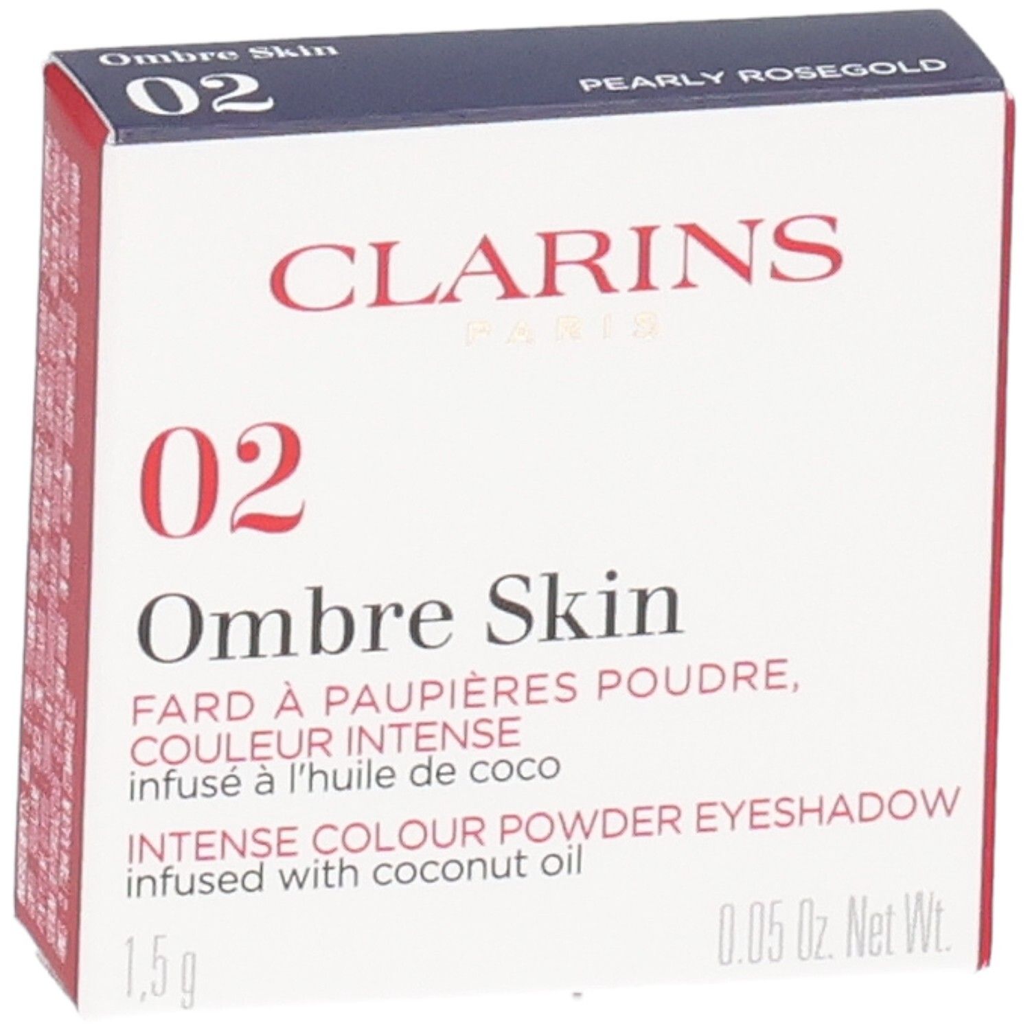 Clarins Ombre Skin fard à paupières 02 Pearly Rosegold en boîte.
