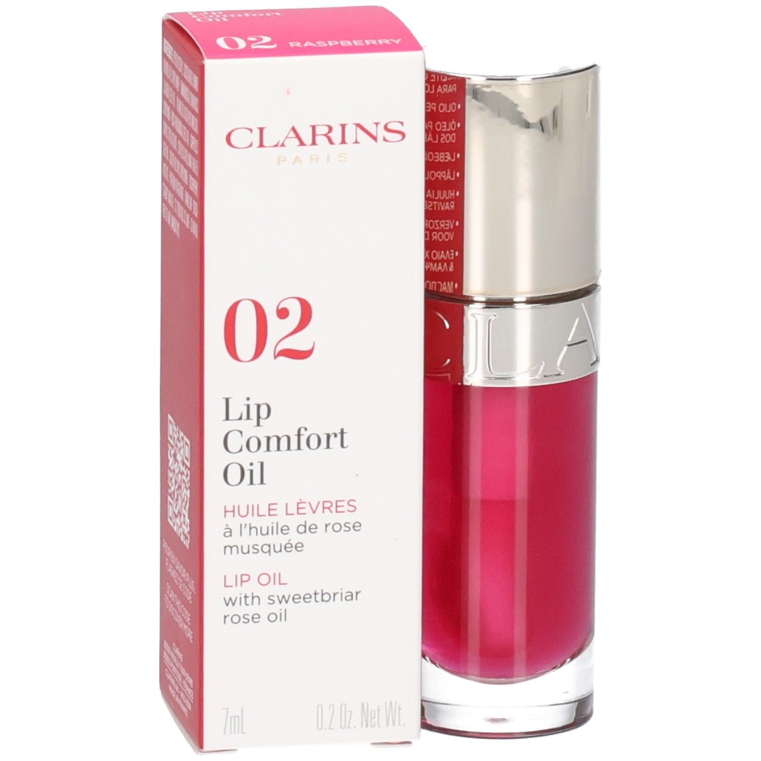 Clarins Lip Comfort Oil 02 Raspberry : Huile à lèvres en flacon avec boîte. 7ml.
