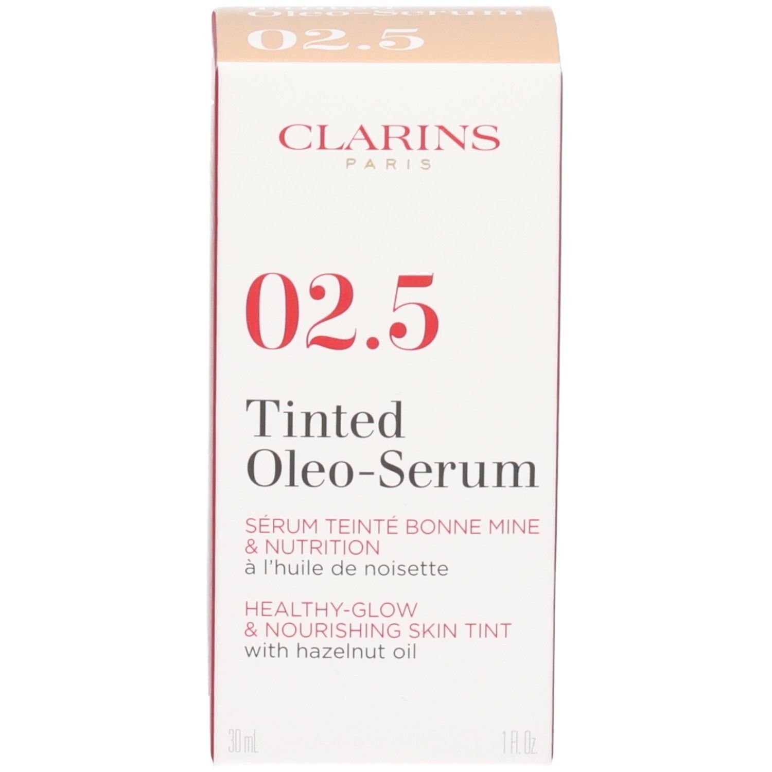 Boîte pour Clarins Tinted Oleo-Serum, teinte 02.5.