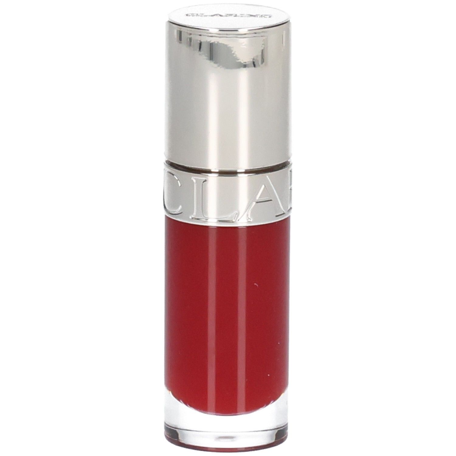 Clarins Lip Comfort Oil 03 - Cherry dans un flacon transparent avec un capuchon argenté.