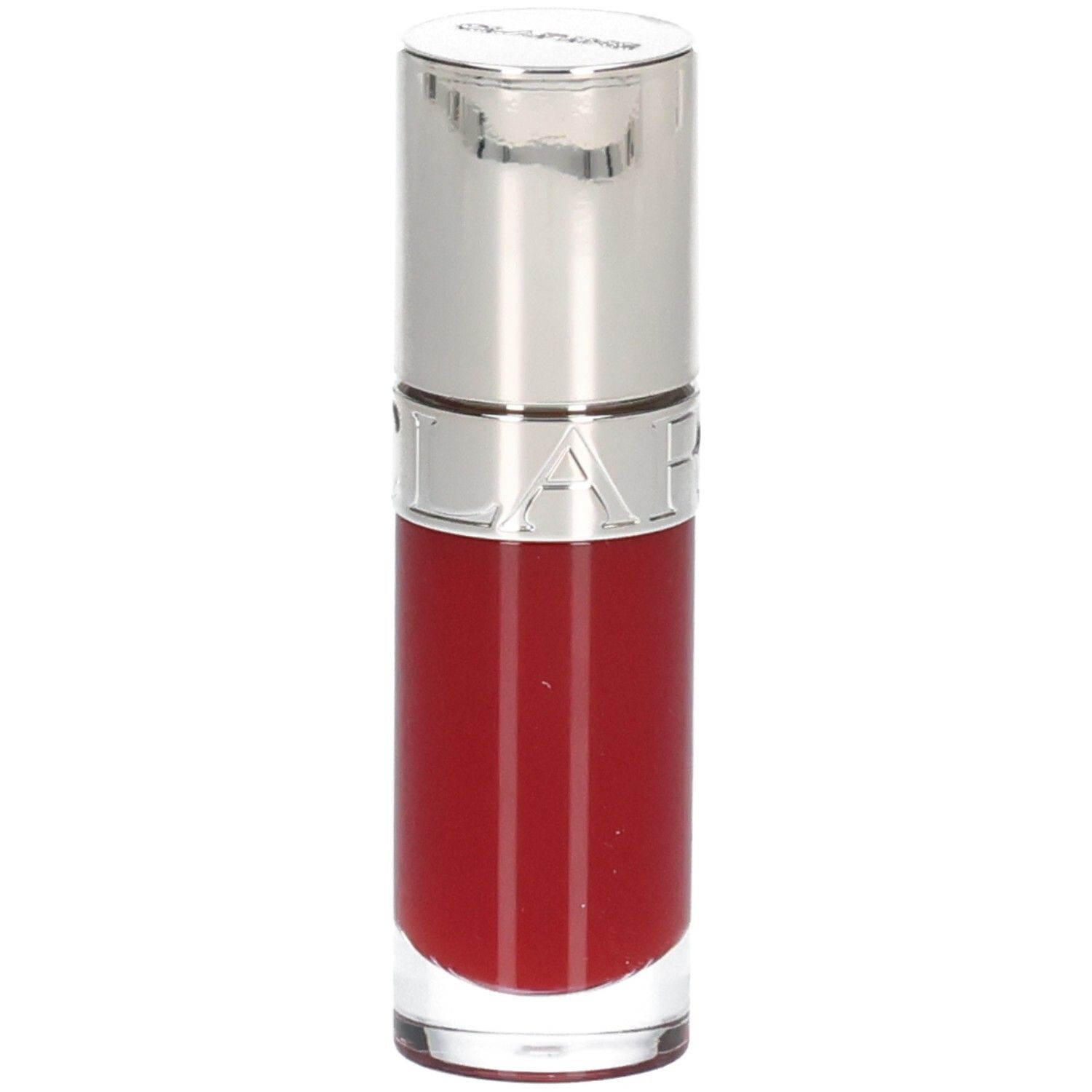 Clarins Lip Comfort Oil 03 - Cherry dans un flacon transparent avec un capuchon argenté.