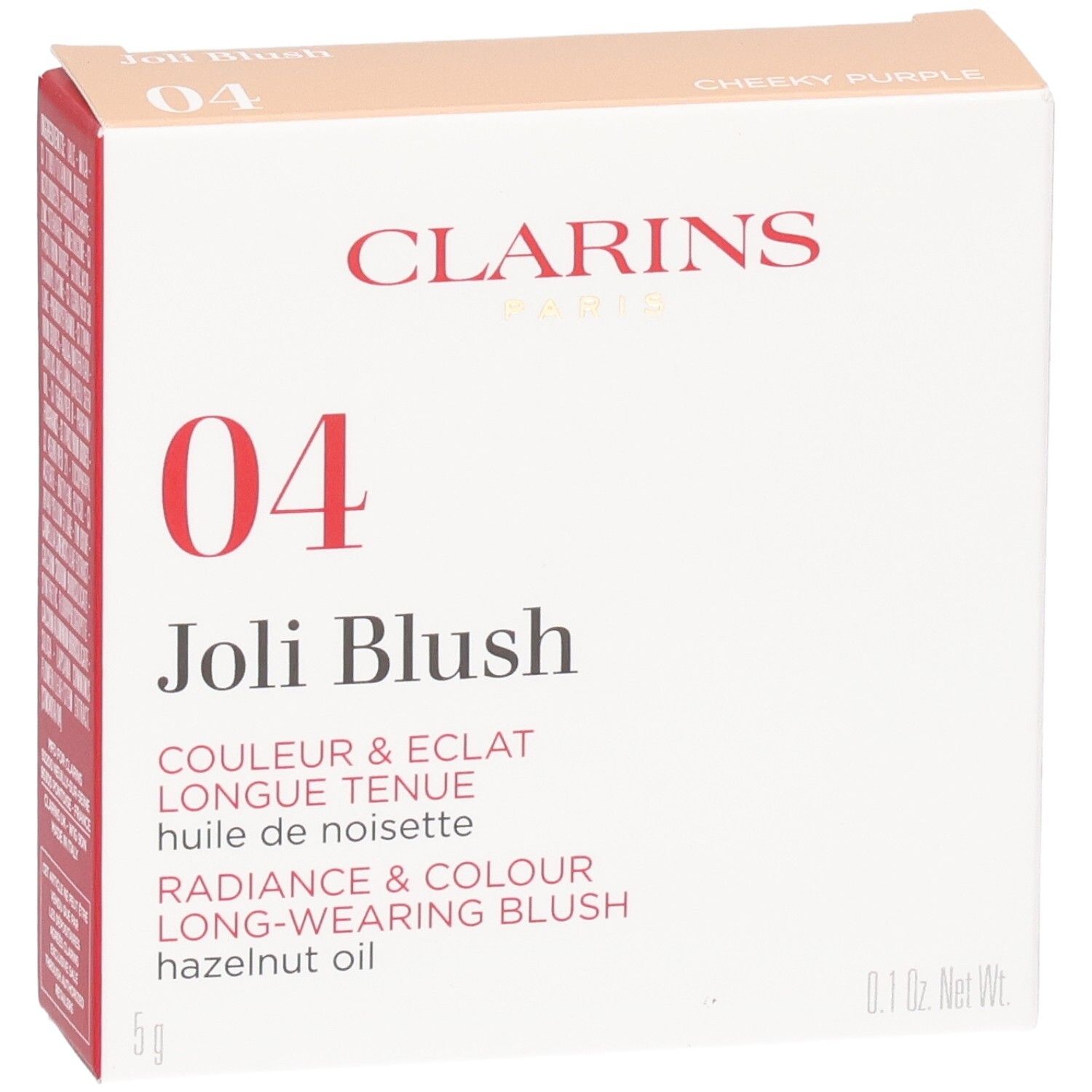 Emballage Clarins Joli Blush 04 Cheeky Purple, face avant.