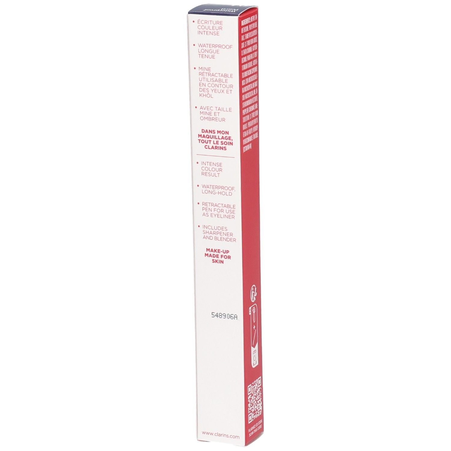 Clarins Waterproof Eye Pencil 04 Fig emballage. Crayon rétractable avec taille-crayon.