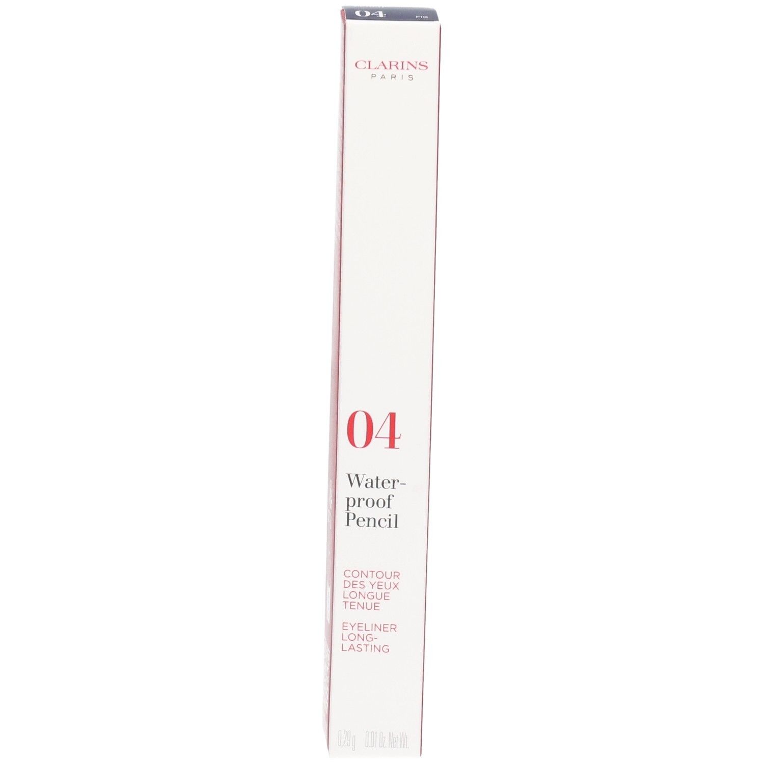 Clarins Waterproof Eye Pencil 04 Fig emballage. Crayon yeux imperméable longue tenue.