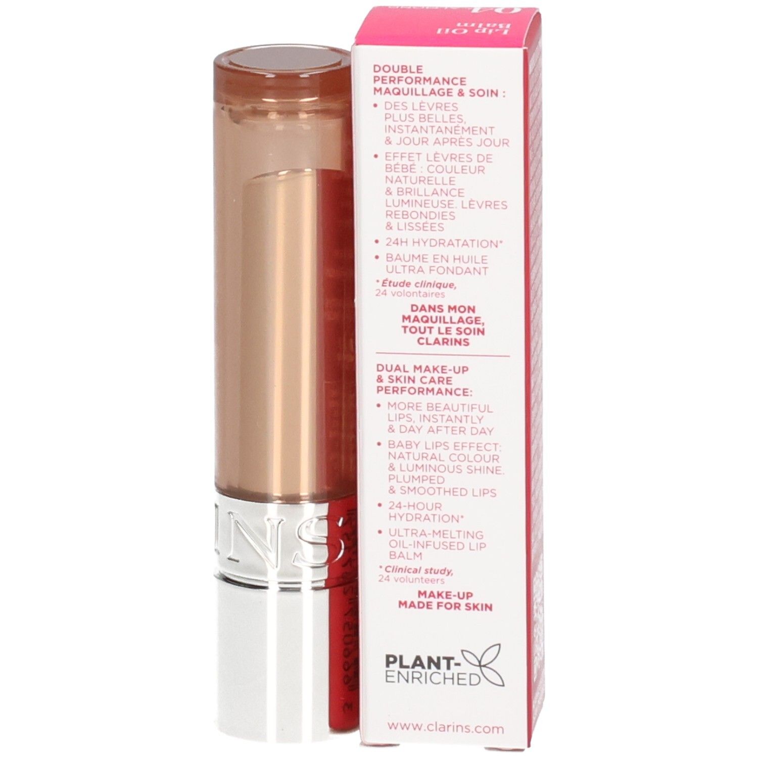 Clarins Lip Oil Balm 04 : applicateur et emballage ouvert.