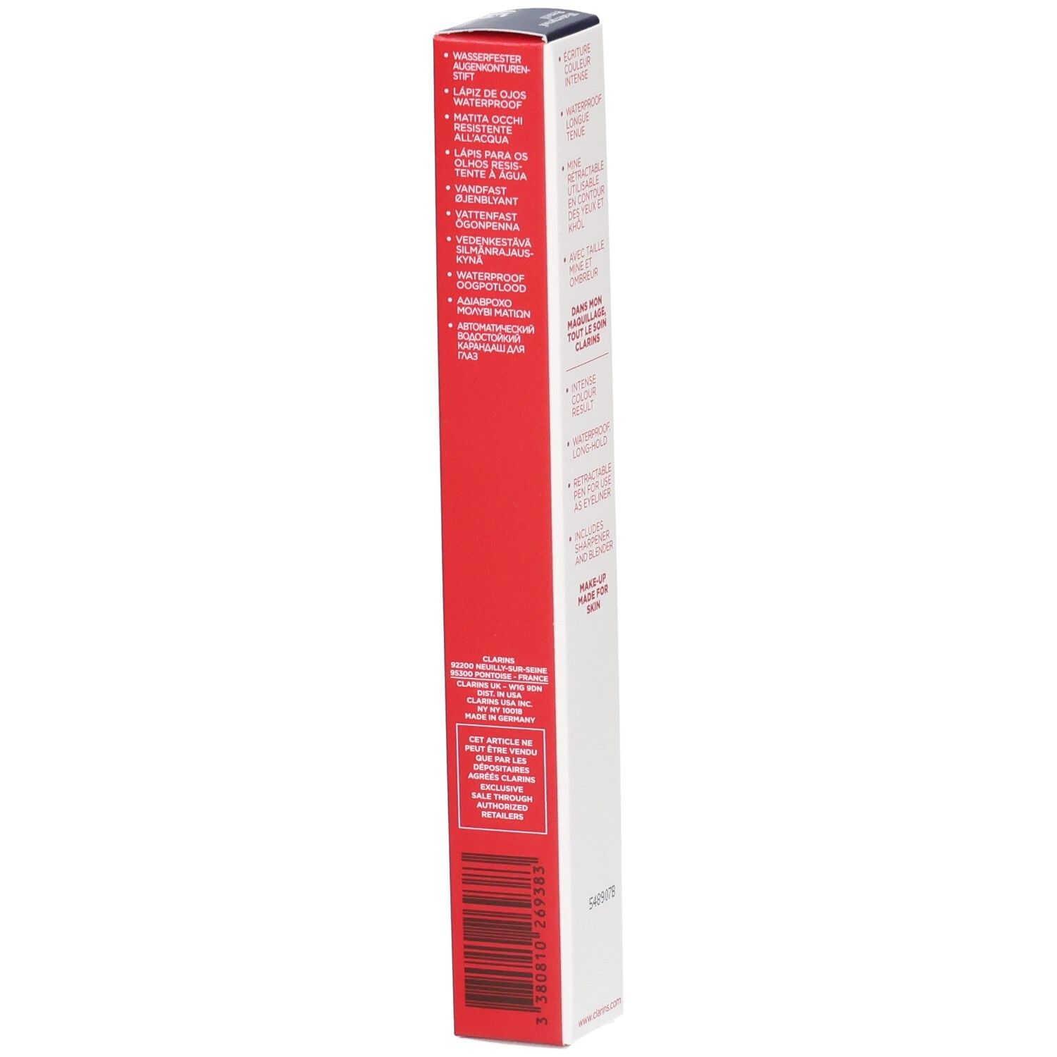 Boîte du Crayon Yeux Waterproof Clarins 05 Forest avec informations produit et code-barres.