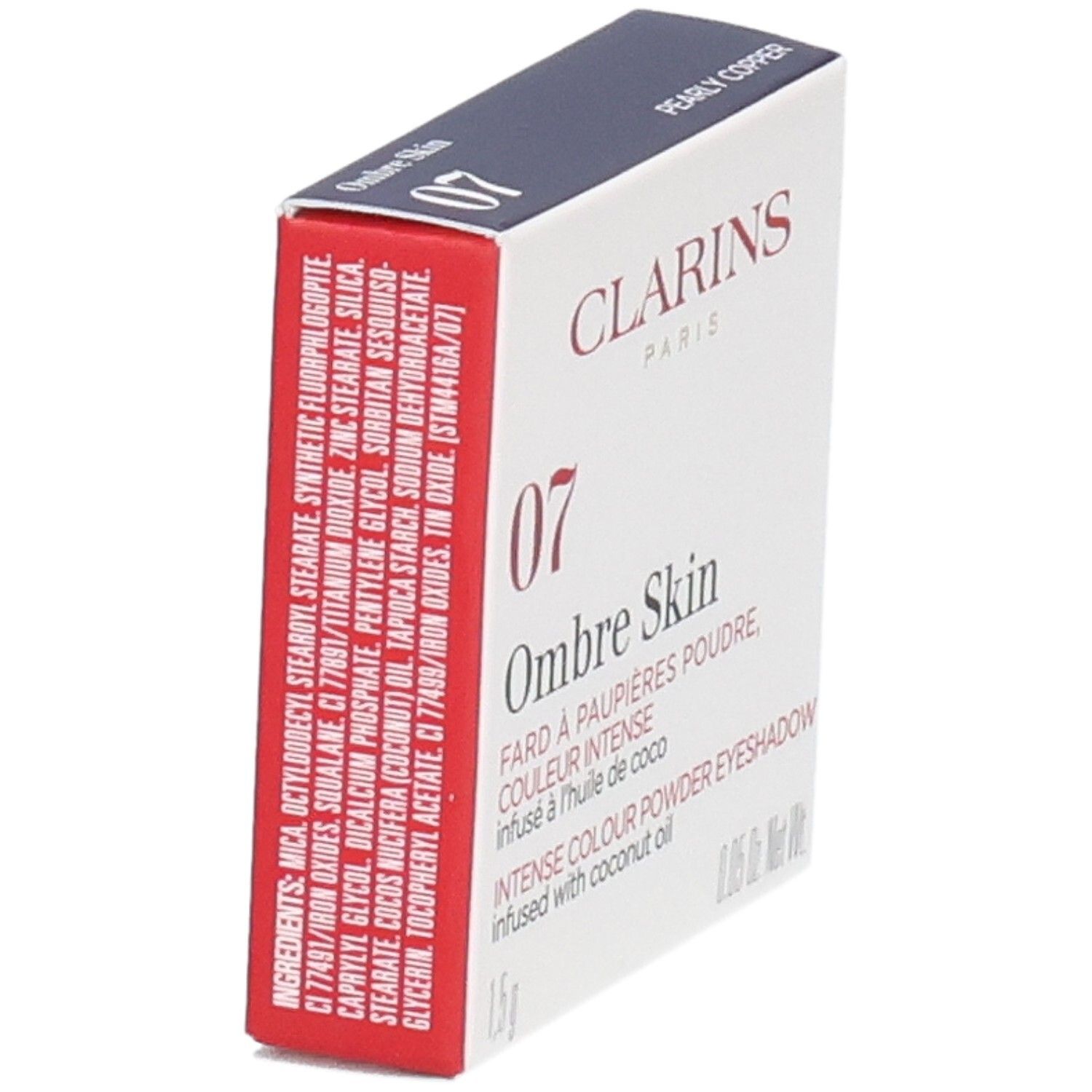 Clarins Ombre Skin fard à paupières compact 07 Cuivre Perle, 1,5 g, vue latérale.