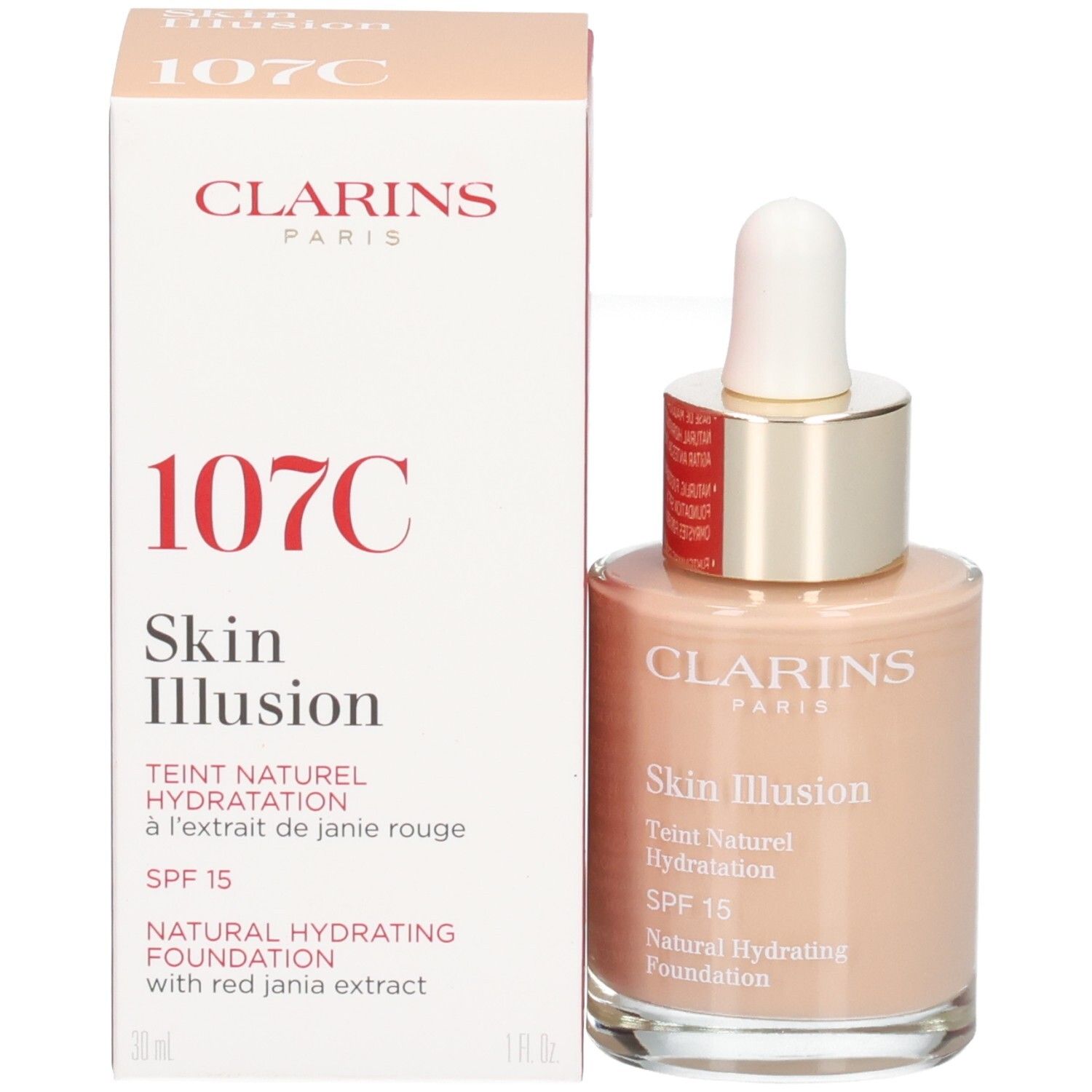 Clarins Skin Illusion Fond de Teint 107C, avec boîte.