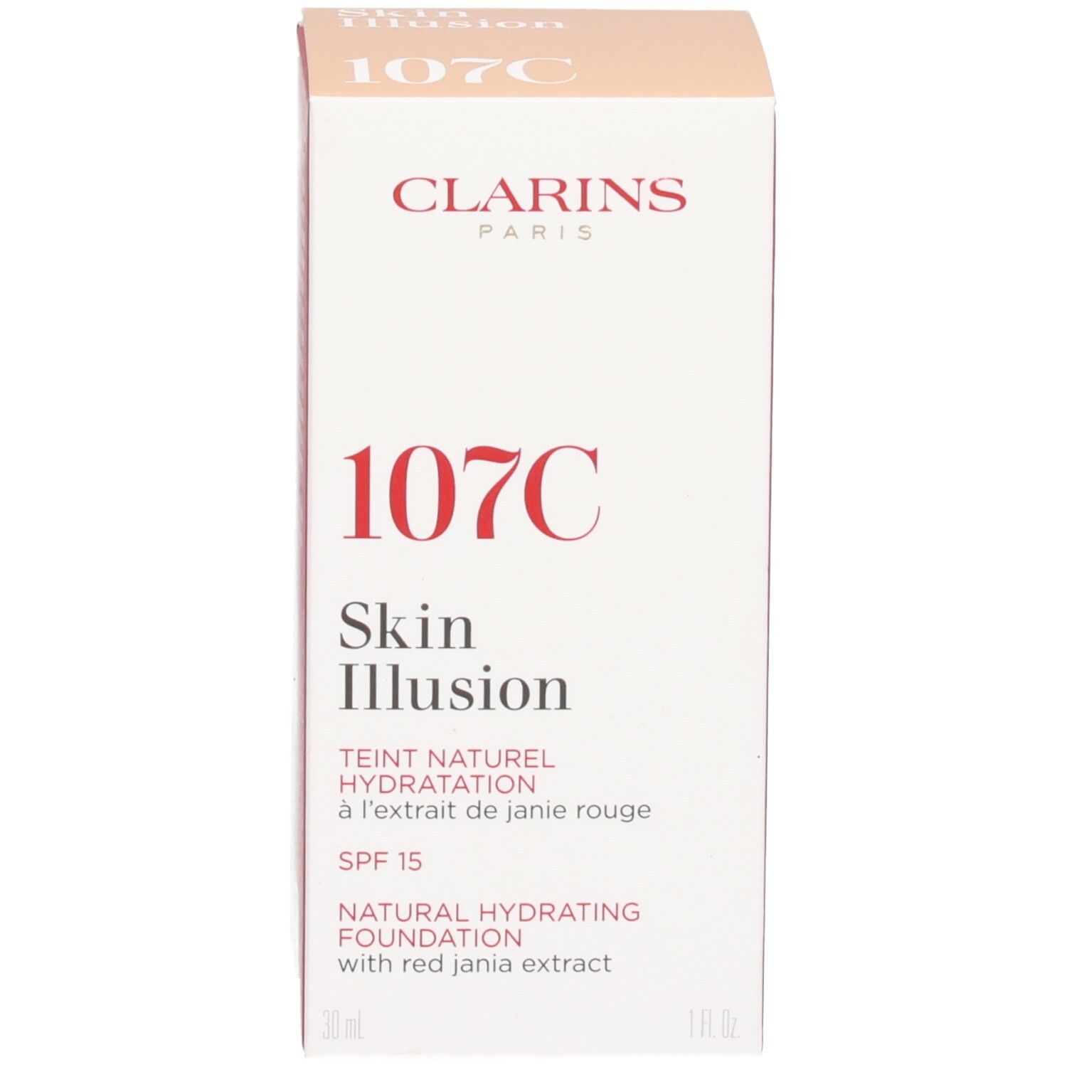 Clarins Skin Illusion Fond de Teint 107C, boîte.