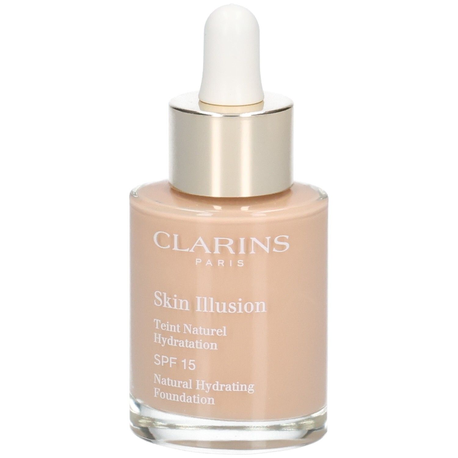 Clarins Skin Illusion Foundation en flacon verre avec pipette. Teinte 108.5 Cashew.