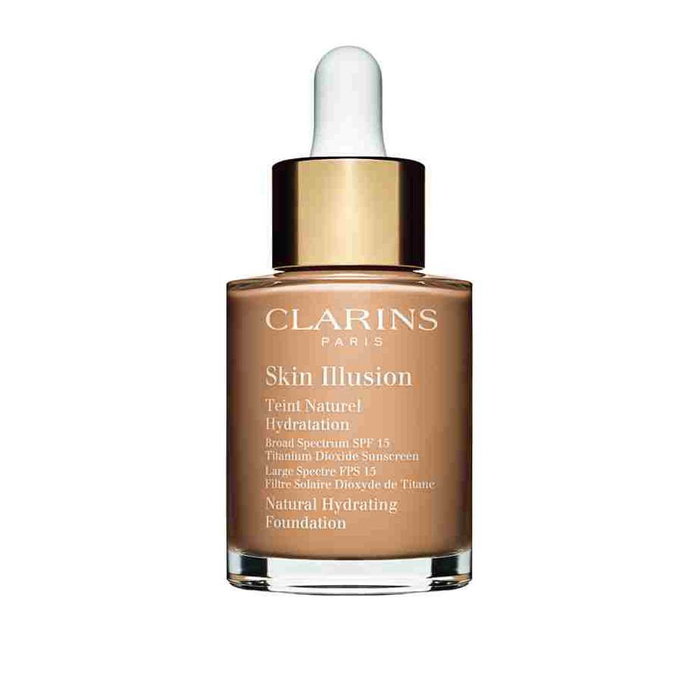 Clarins Skin Illusion fond de teint, teinte 110N Honey. Flacon verre avec pipette. SPF 15.