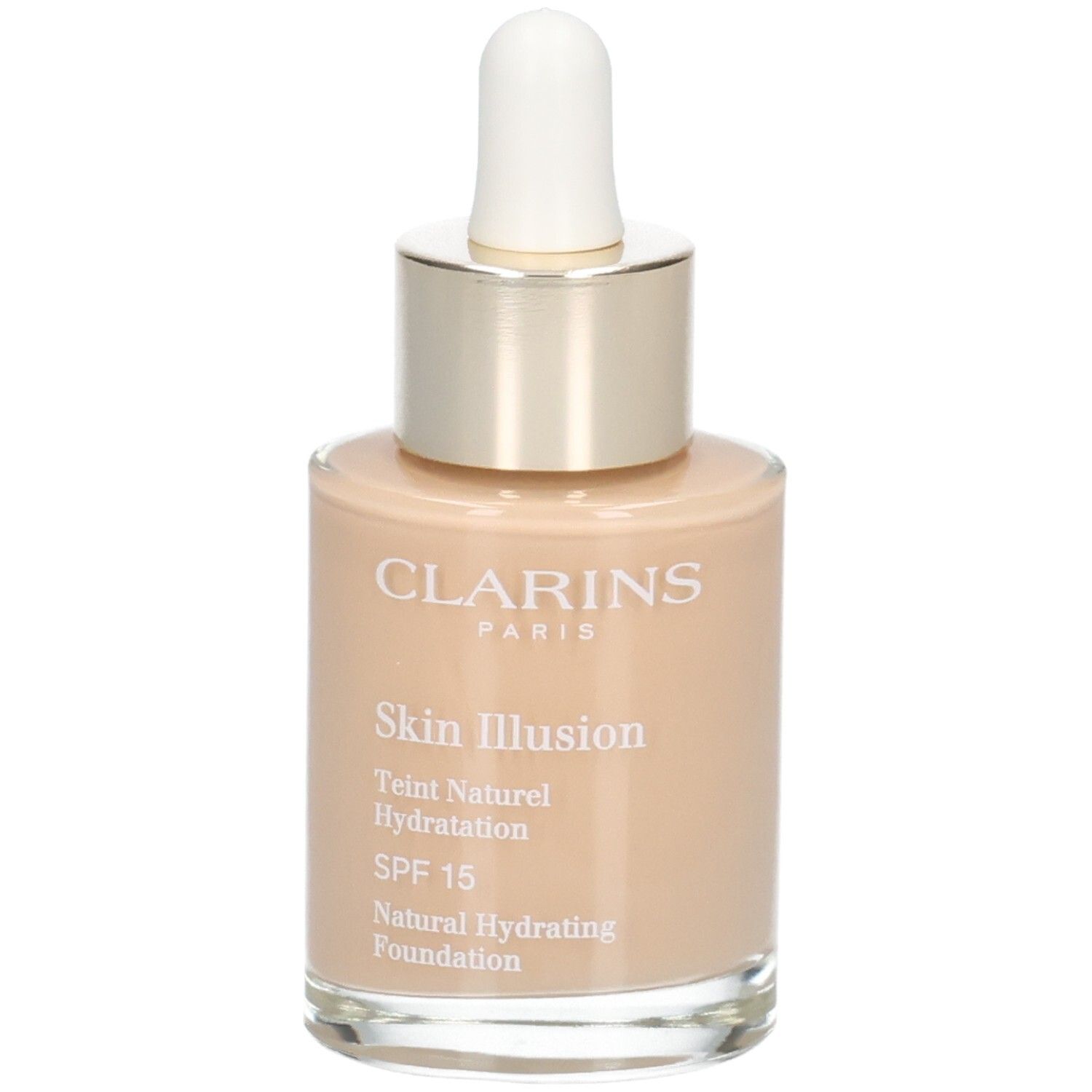 Clarins Skin Illusion fond de teint en flacon verre avec pipette. Teinte 110 Honey.