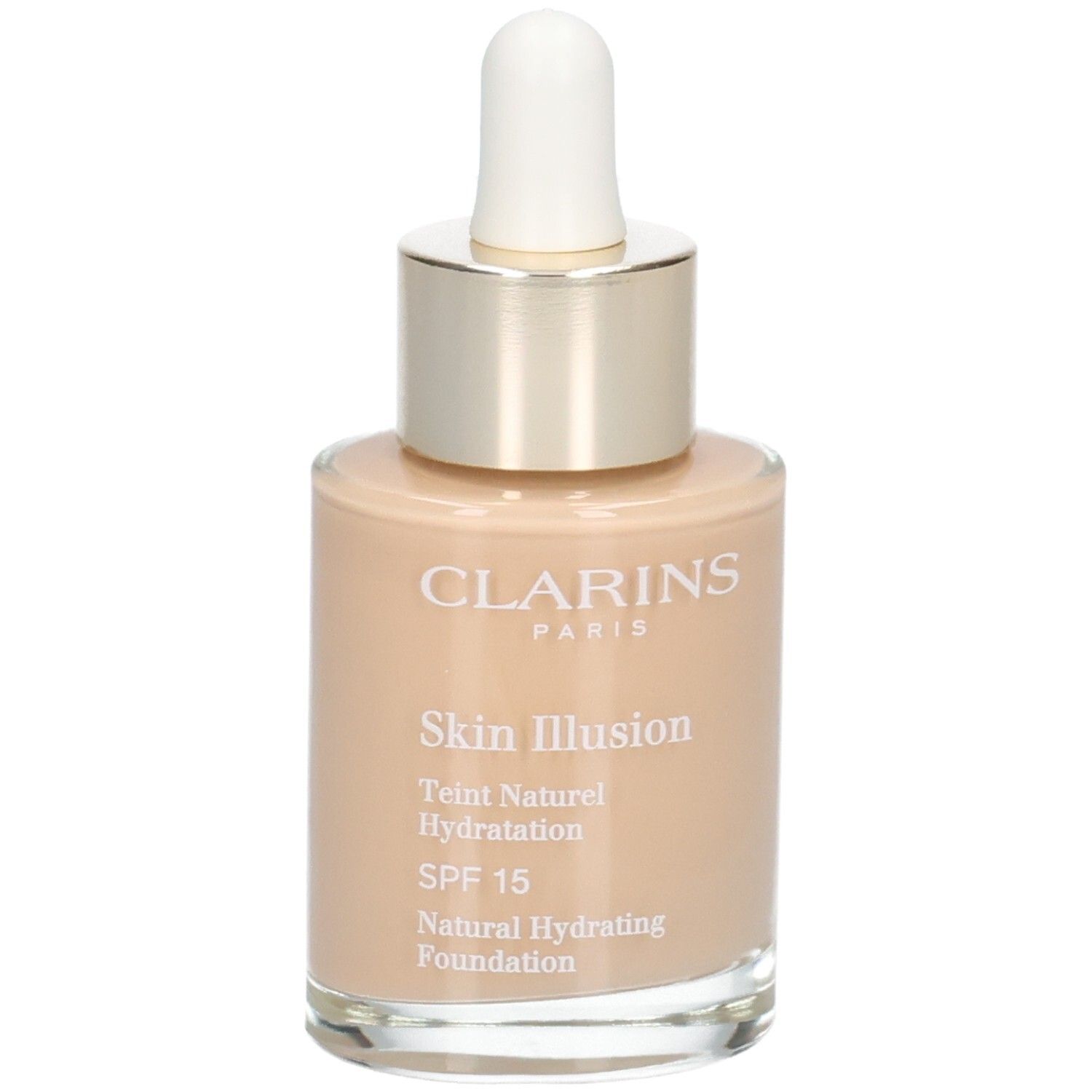 Clarins Skin Illusion fond de teint en flacon verre avec pipette. Teinte 110 Honey.