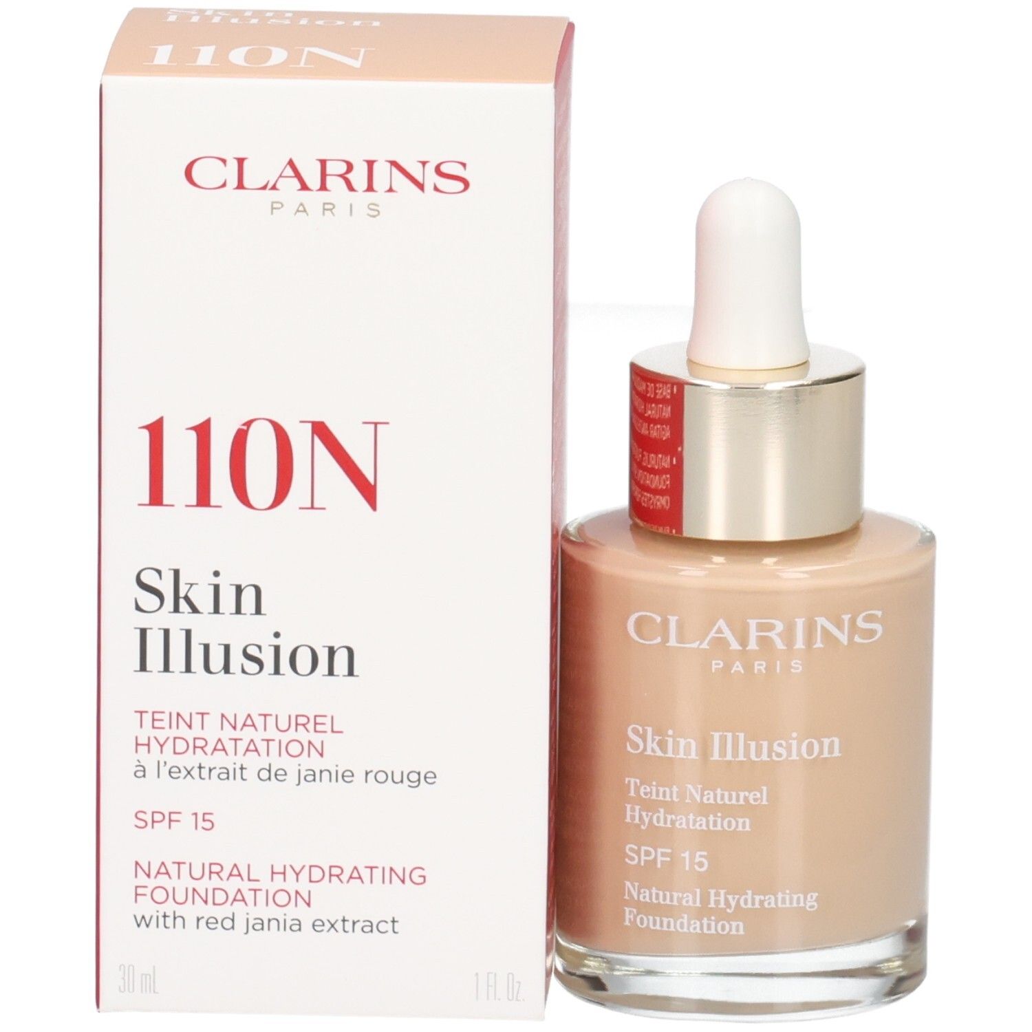 Clarins Skin Illusion fond de teint (110 Honey) avec boîte. SPF 15.