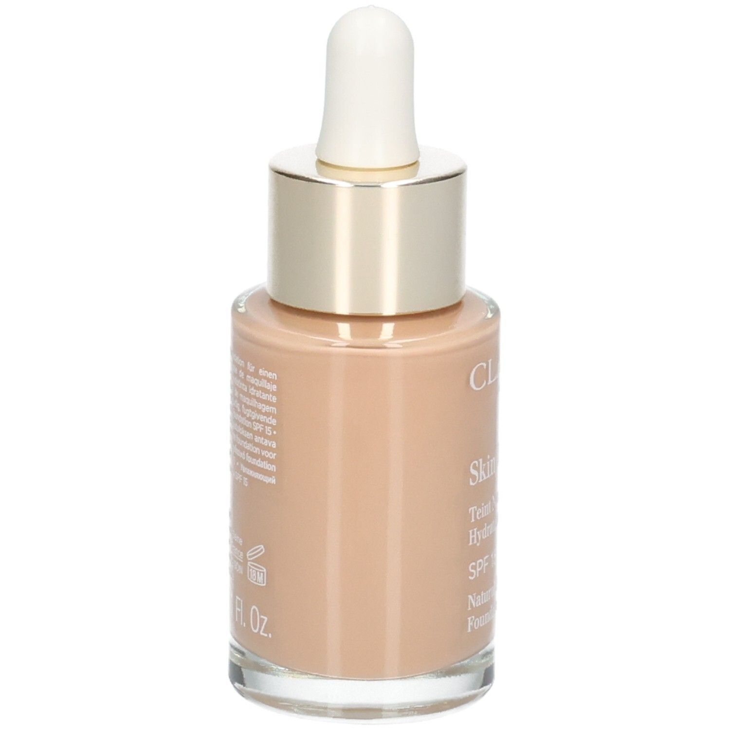 Fond de teint Clarins Skin Illusion, teinte 112 Amber, verso avec informations produit.