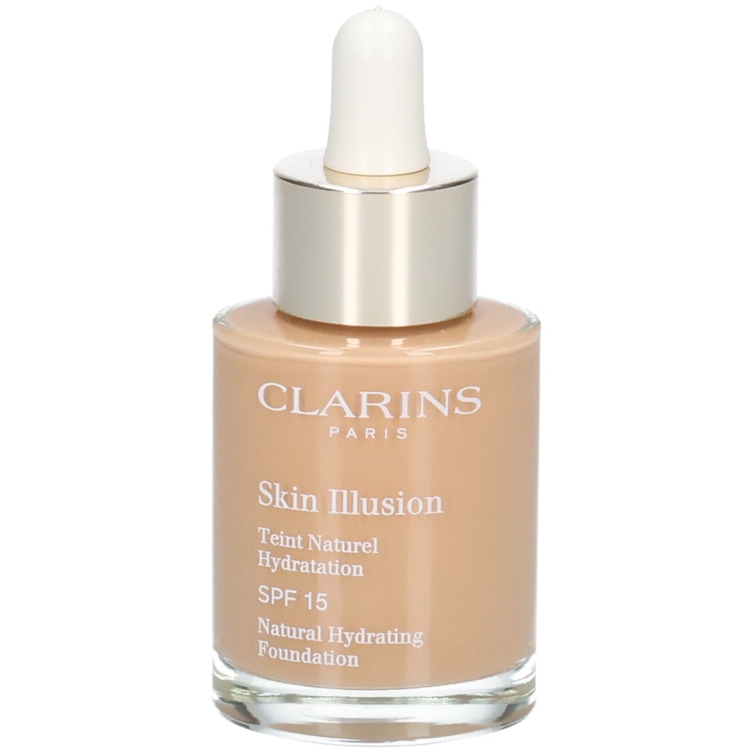 Clarins Skin Illusion Foundation, 112,3N. Flacon en verre avec pipette. SPF 15.