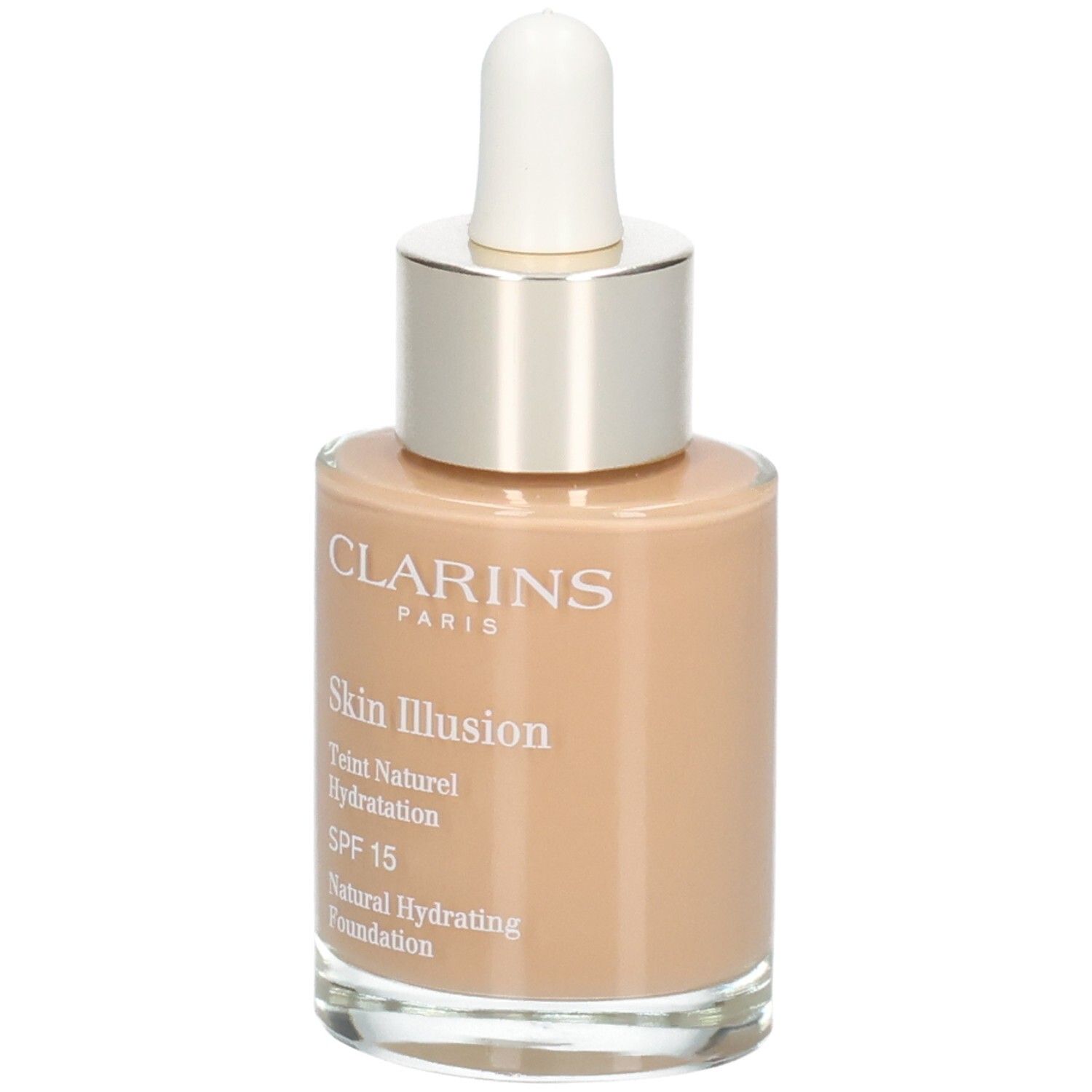 Clarins Skin Illusion Foundation, 112,3N. Flacon en verre avec pipette. SPF 15.