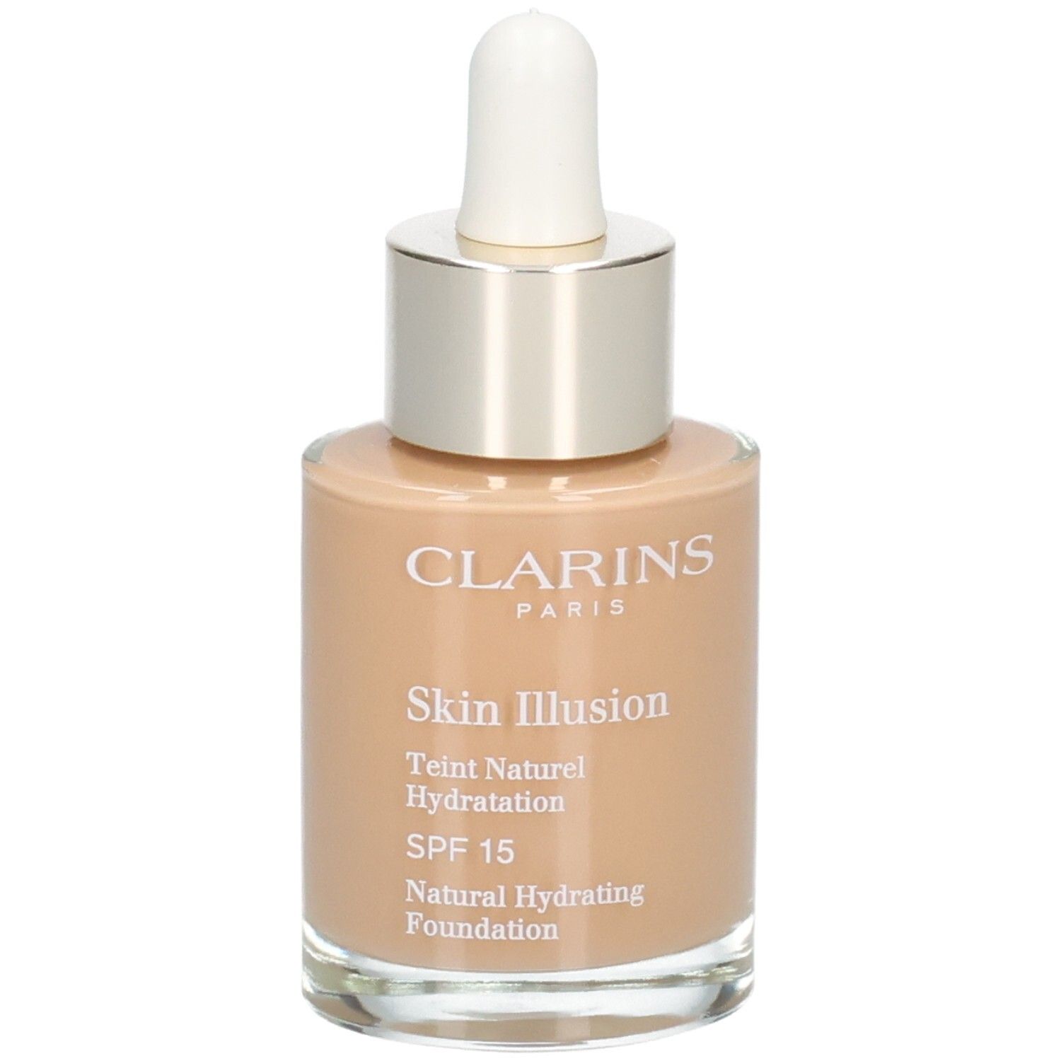 Clarins Skin Illusion Foundation, 112,3N. Flacon en verre avec pipette. SPF 15.