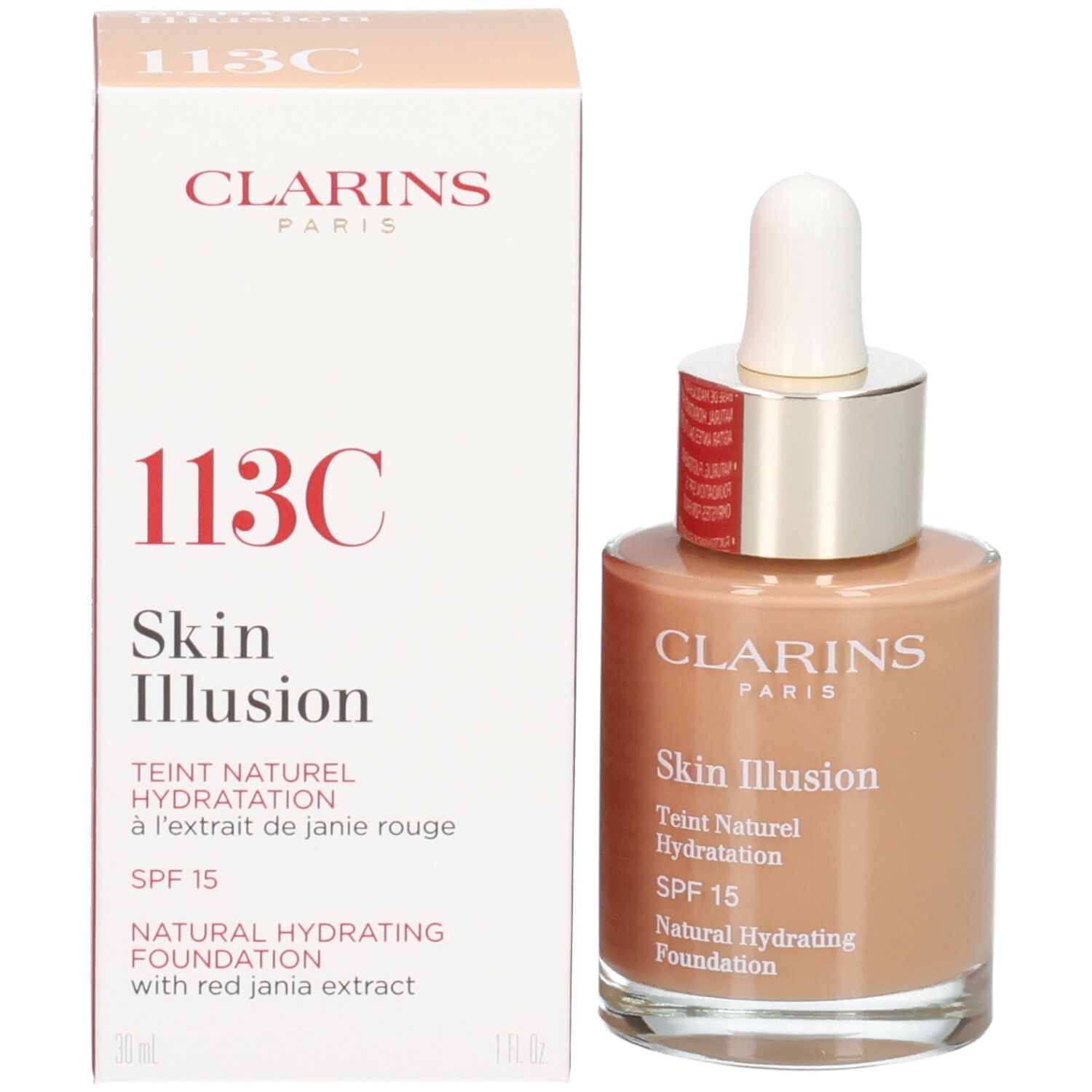 Clarins Skin Illusion fond de teint, 30ml, 113 Châtaigne.