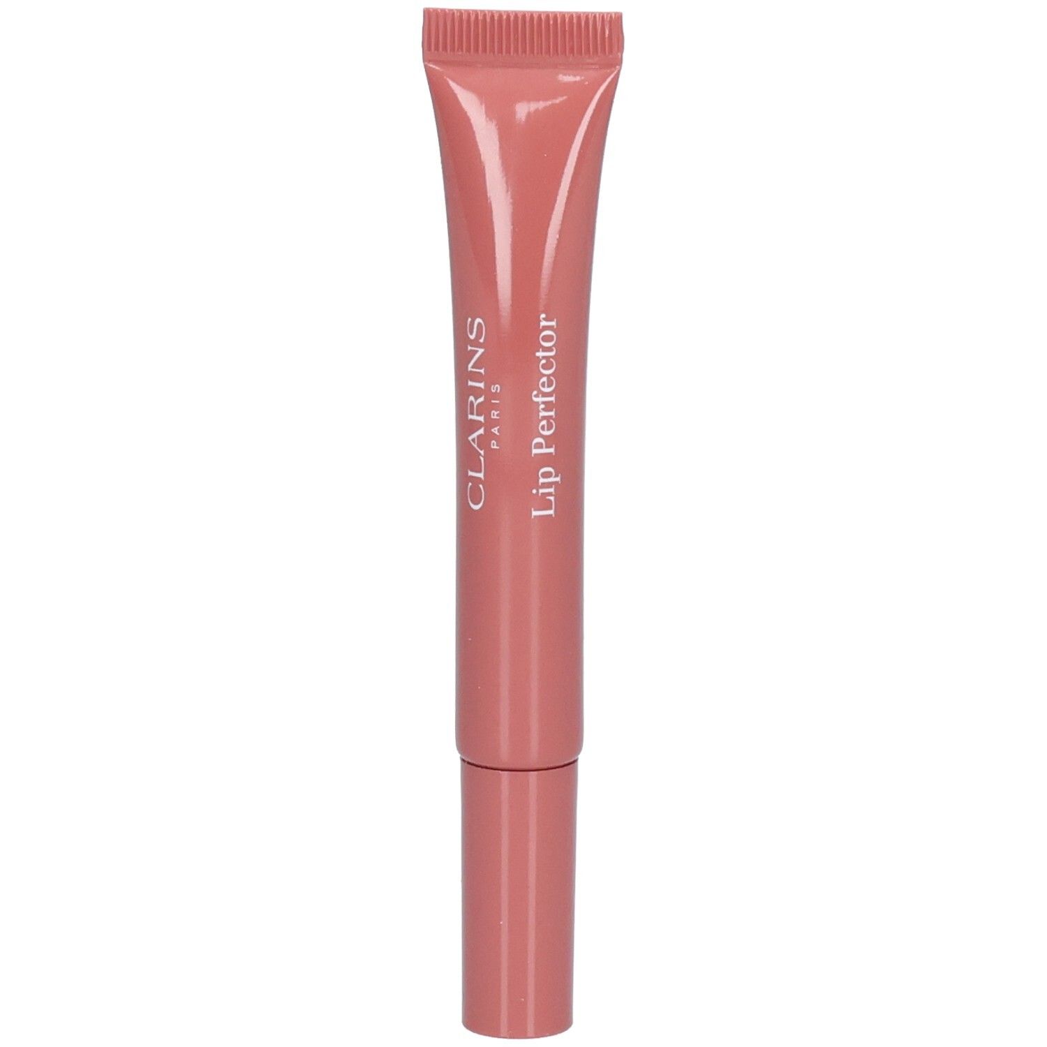 Clarins Lip Perfector dans un tube rose avec applicateur.
