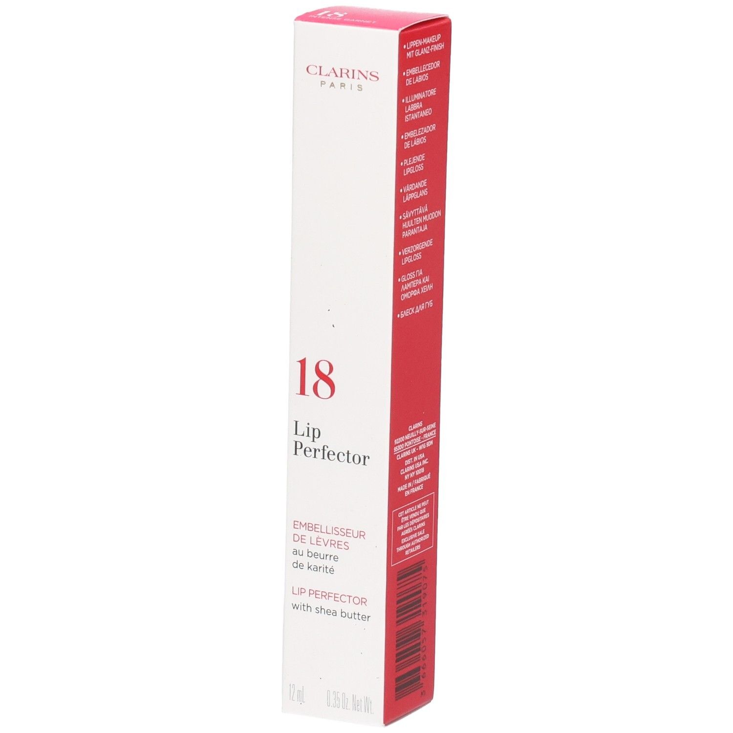 Clarins Lip Perfector 18, baume à lèvres au beurre de karité, 12ml.