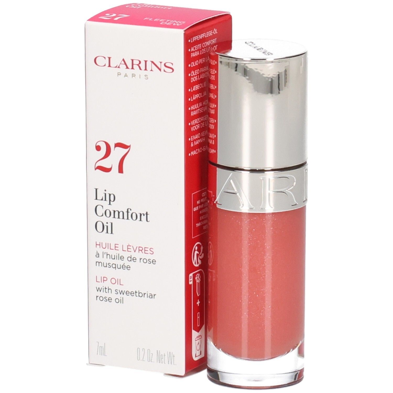 Flacon et emballage Clarins Lip Comfort Oil numéro 27.