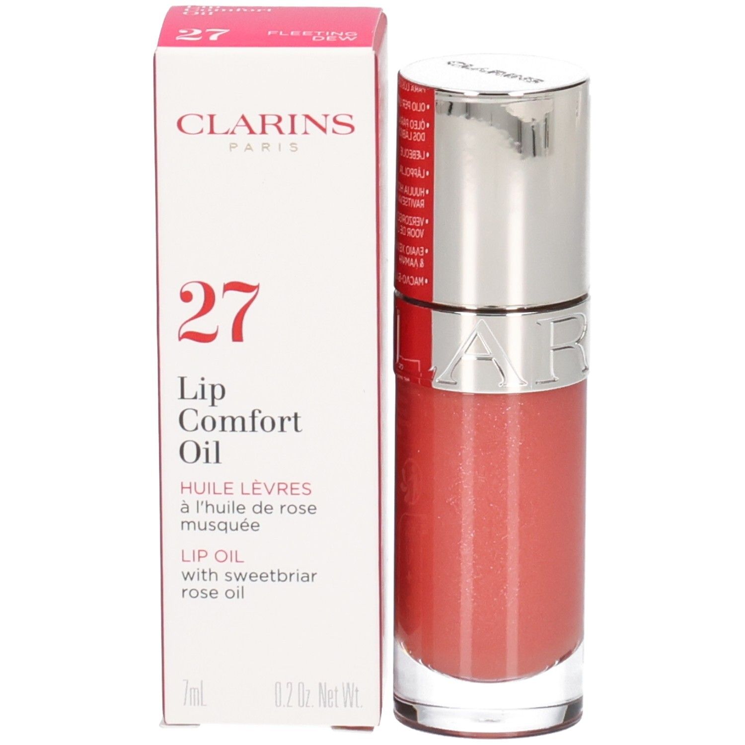 Flacon et emballage Clarins Lip Comfort Oil numéro 27.