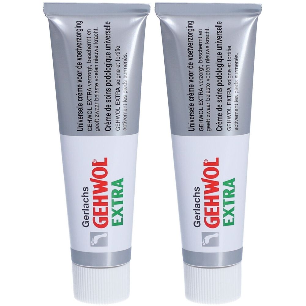 Deux tubes de crème pour les pieds GEHWOL EXTRA.