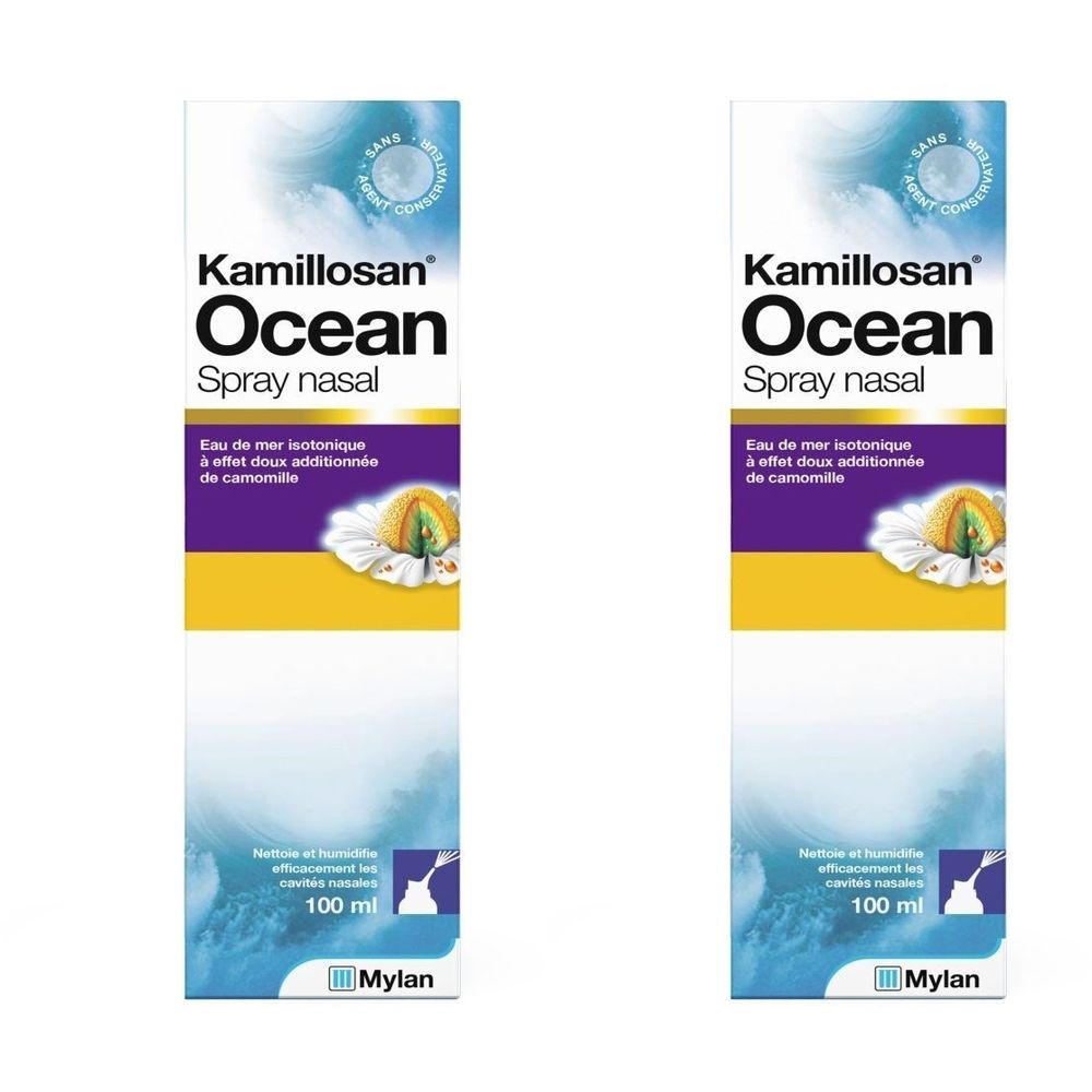 Deux boîtes de spray nasal Kamillosan Ocean, 100 ml.