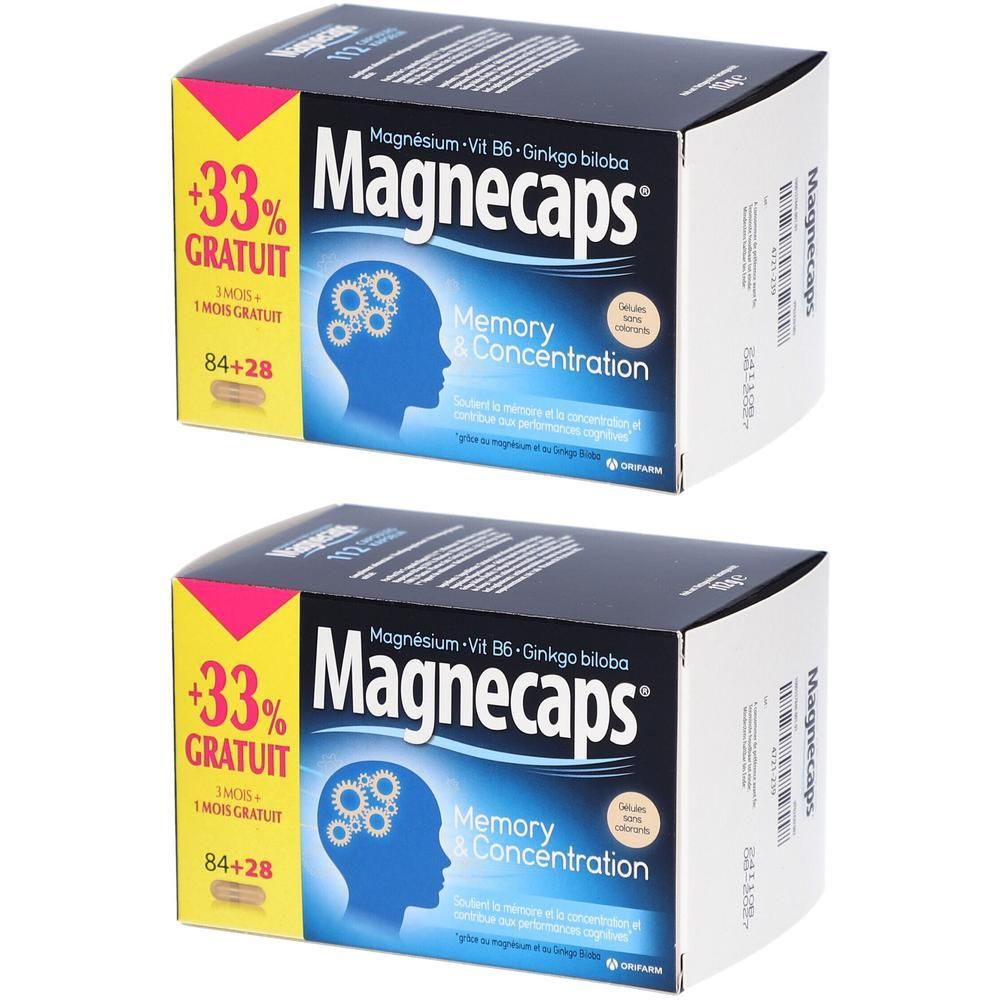 Deux boîtes MAGNECAPS® Memory & Concentration de 84+28 capsules.