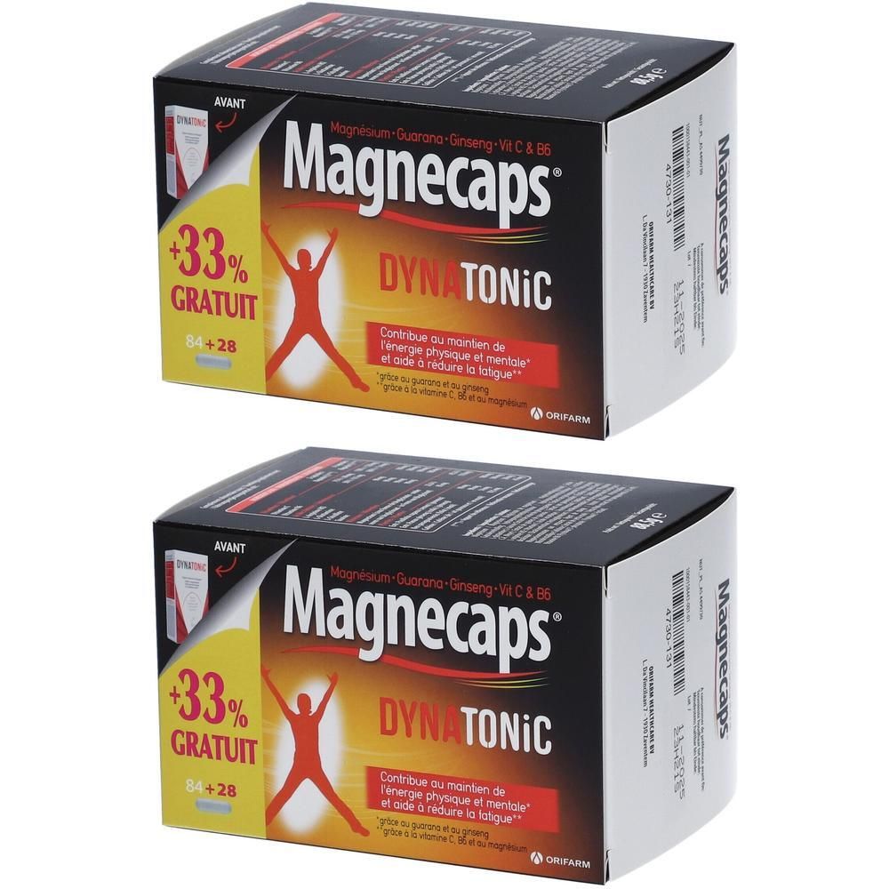 Deux boîtes MAGNECAPS Dynatonic avec mention +33% gratuit.