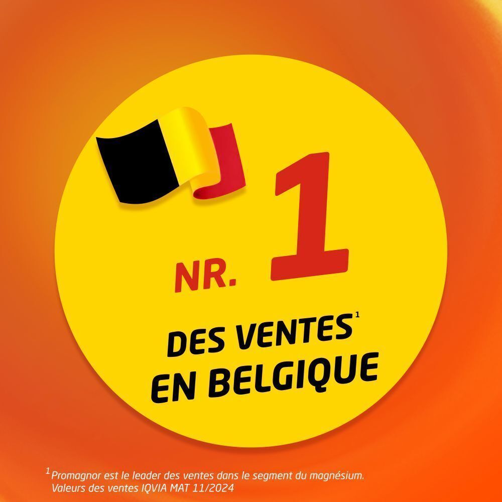 Cercle jaune avec drapeau belge et le chiffre 1. Texte: NR. DES VENTES EN BELGIQUE.