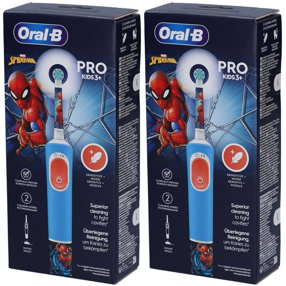 Brosse à dents électrique Oral-B Pro Kids 3+ dans son emballage. Motif Spider-Man.