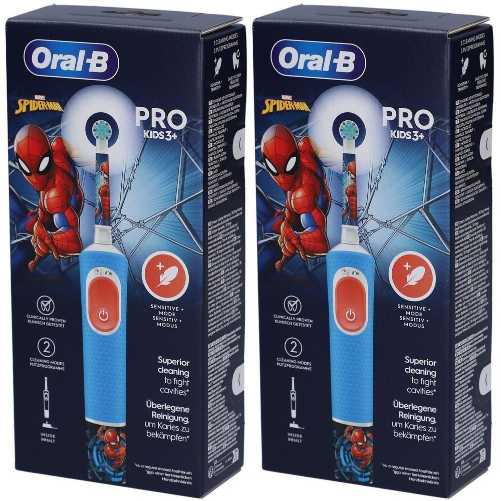 Brosse à dents électrique Oral-B Pro Kids 3+ dans son emballage. Motif Spider-Man.