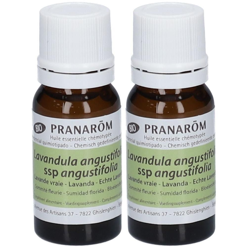 Deux flacons d'huile essentielle de lavande vraie PRANAROM.