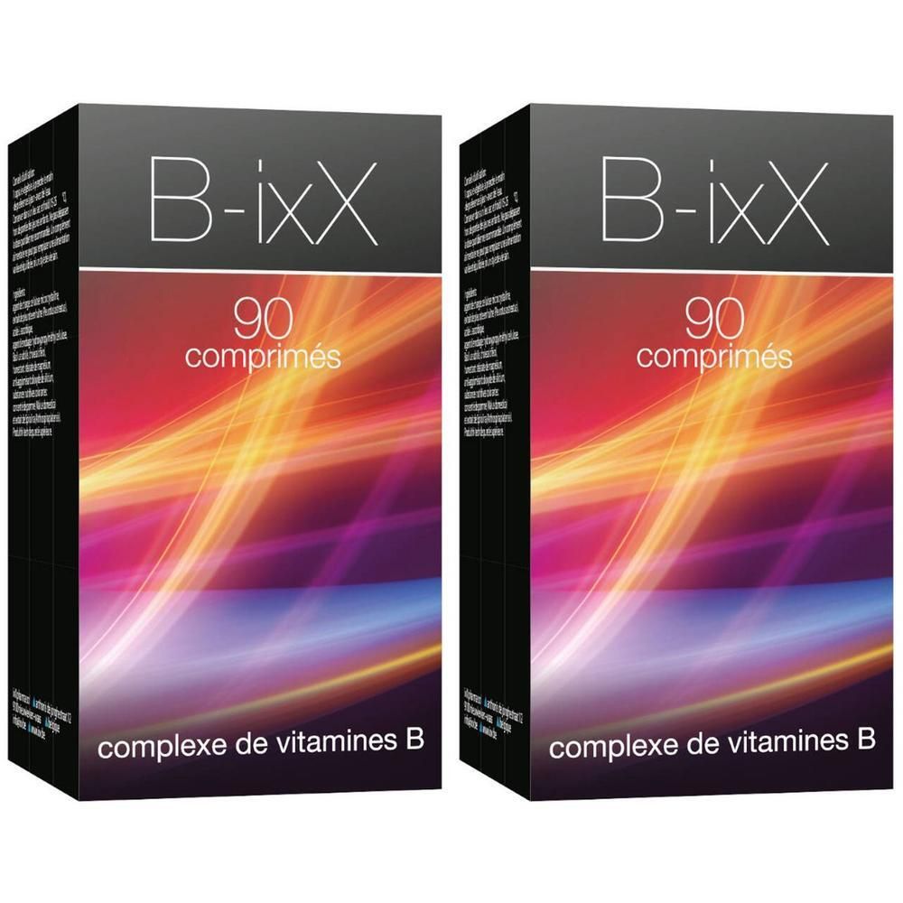 Deux boîtes B-ixX. Inscription: 90 comprimés, complexe de vitamines B.