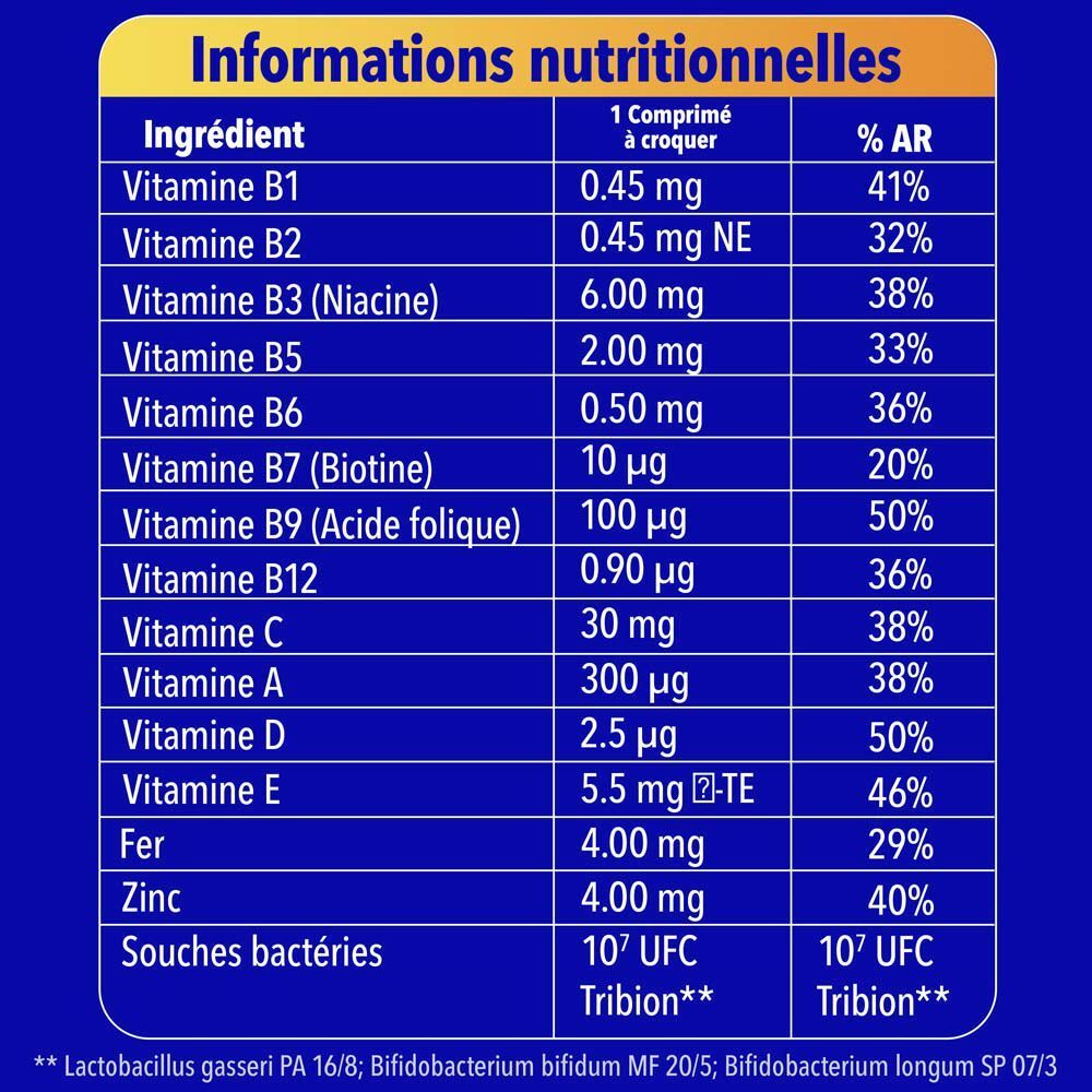 Enfant avec cape de super-héros. Texte : Soutien immunitaire. Fond bleu.