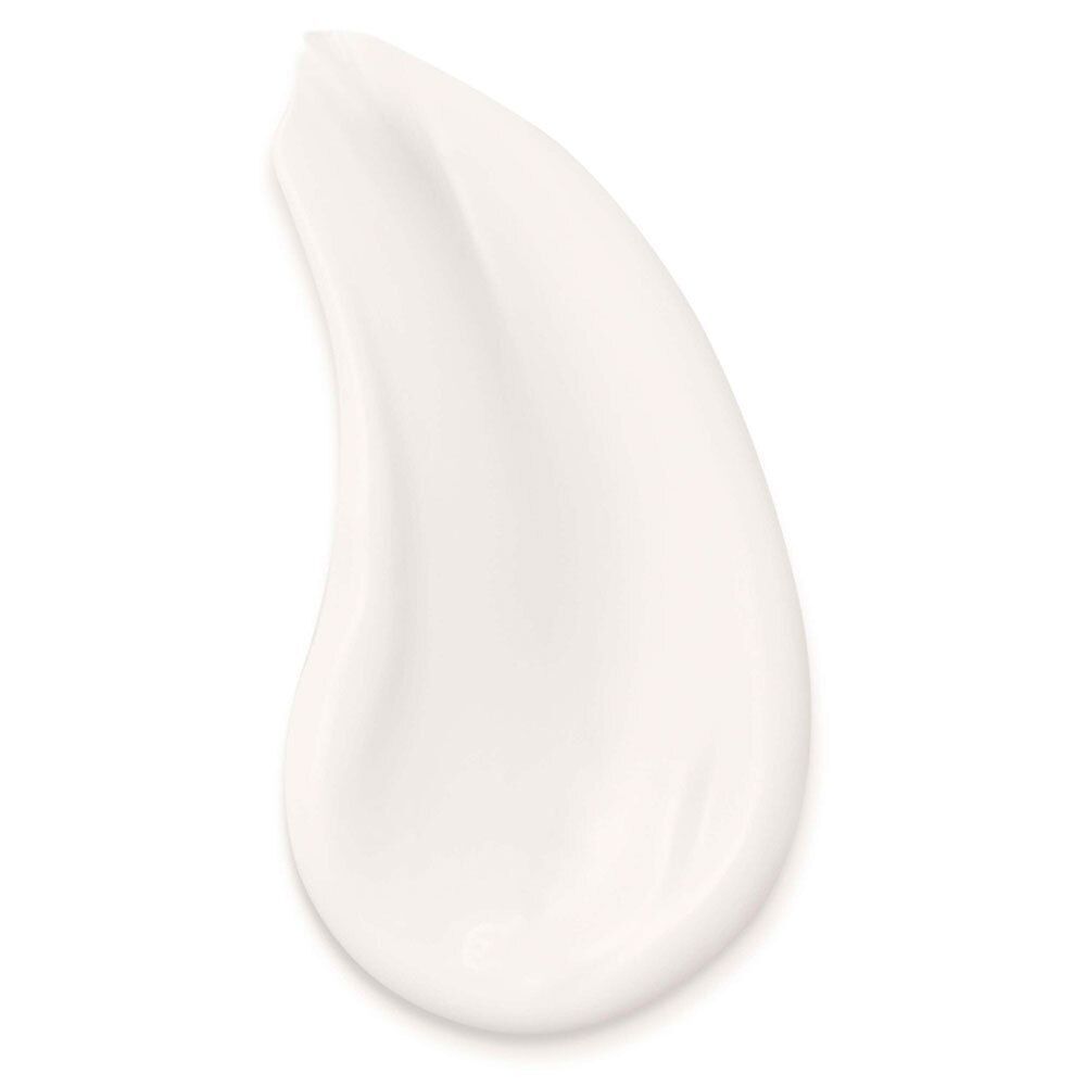 Éclaboussure de BIODERMA Photoderm Crème. Crème blanche sur fond blanc. Forme de goutte.