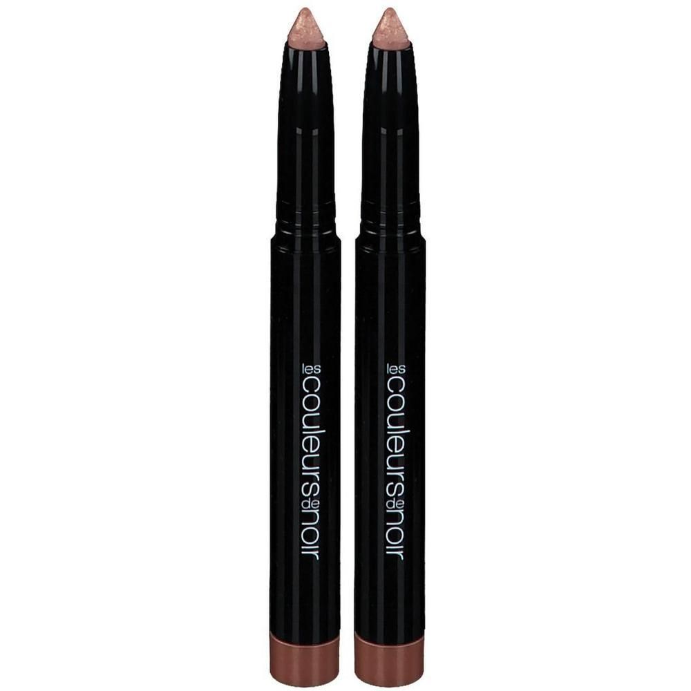 Deux crayons Les Couleurs de Noir Rose Gold. Corps noir, pointes rose doré. Inscription Les Couleurs de Noir.