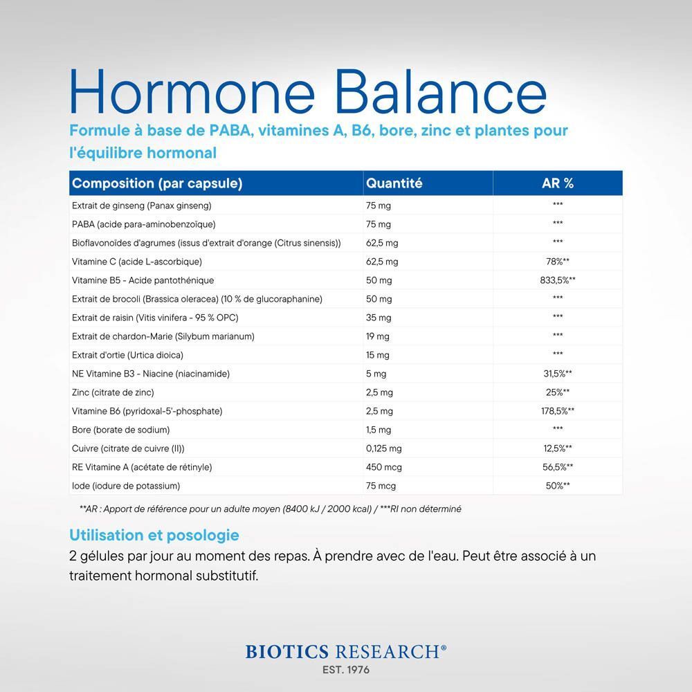 Développé avec l'endocrinologue Lindsey Berkson, à côté de Biotics Research Hormone Balance.