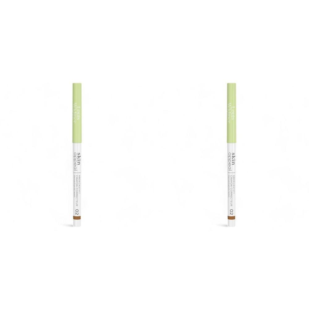 Deux Coversticks. Sur les sticks, on lit "skin appeal Crayon Correcteur 02". Les sticks sont verts et blancs.