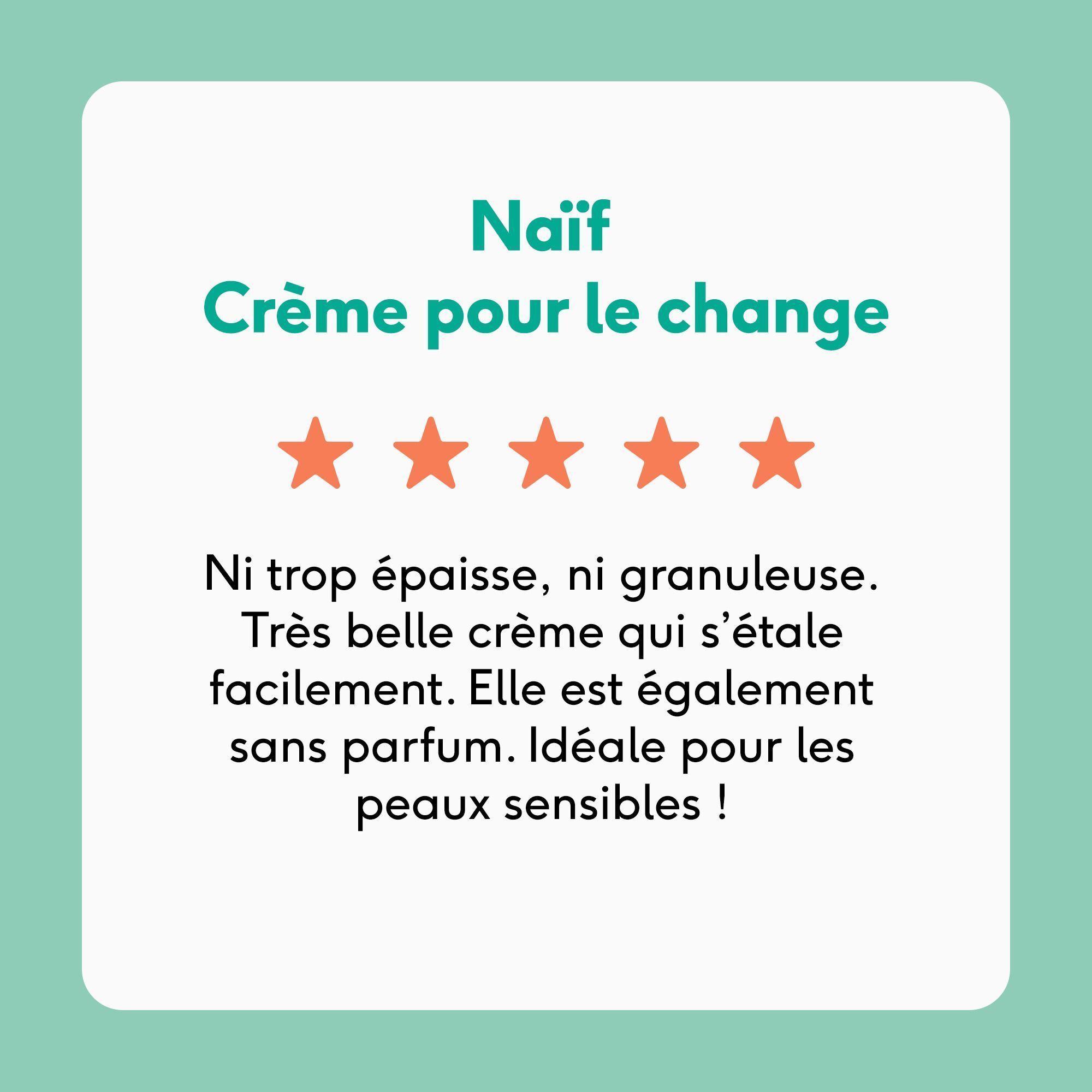 Avis client pour la crème au zinc NAÏF avec 5 étoiles.