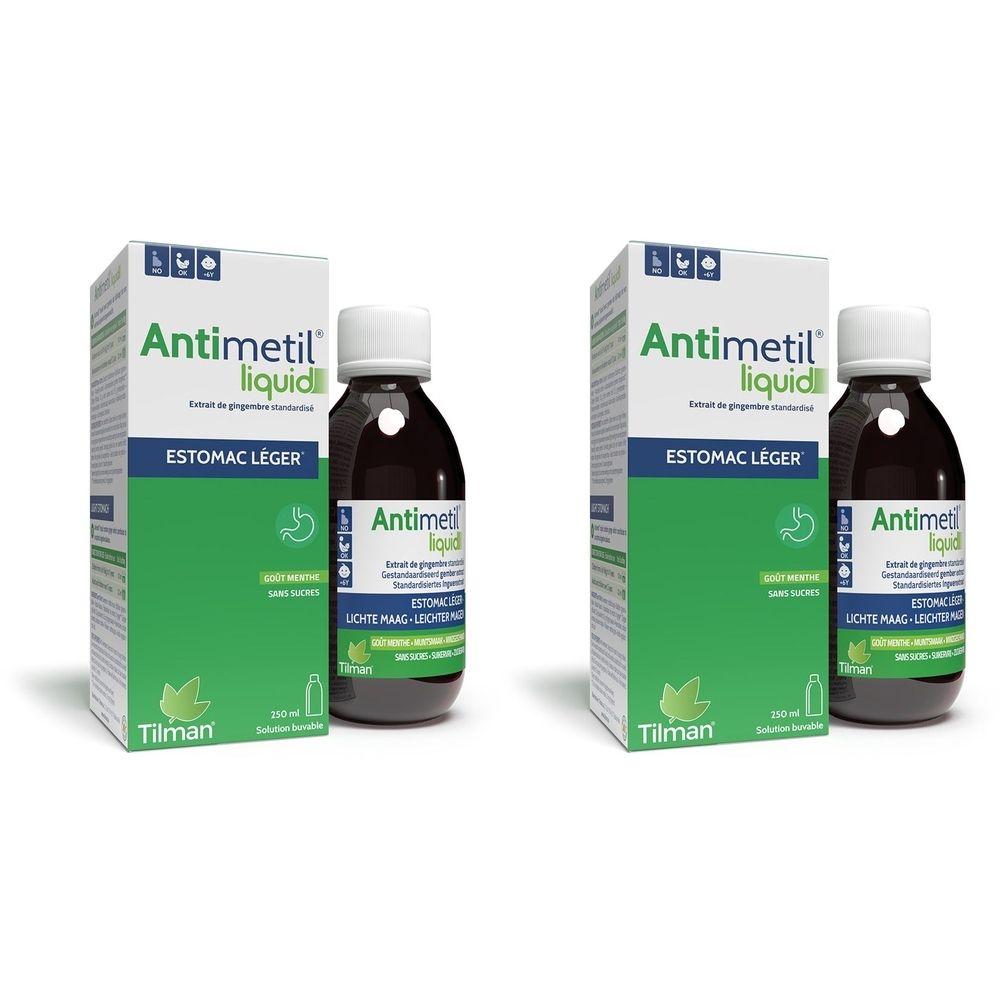 Deux emballages avec flacons. Boîtes blanches avec bande verte et nom du produit. Flacons avec bouchon blanc.