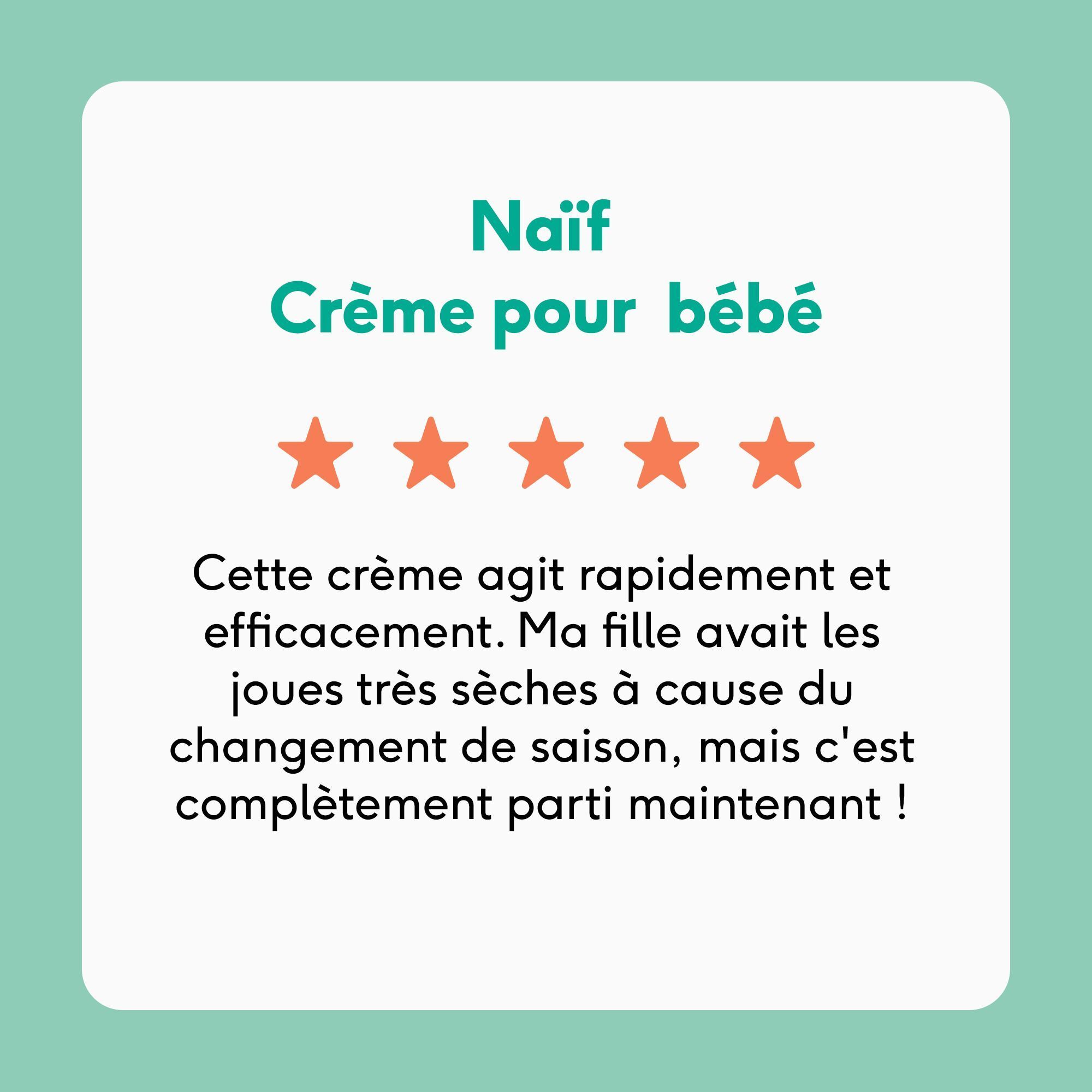 Avis client pour la Crème Bébé NAÏF avec quatre étoiles sur cinq.