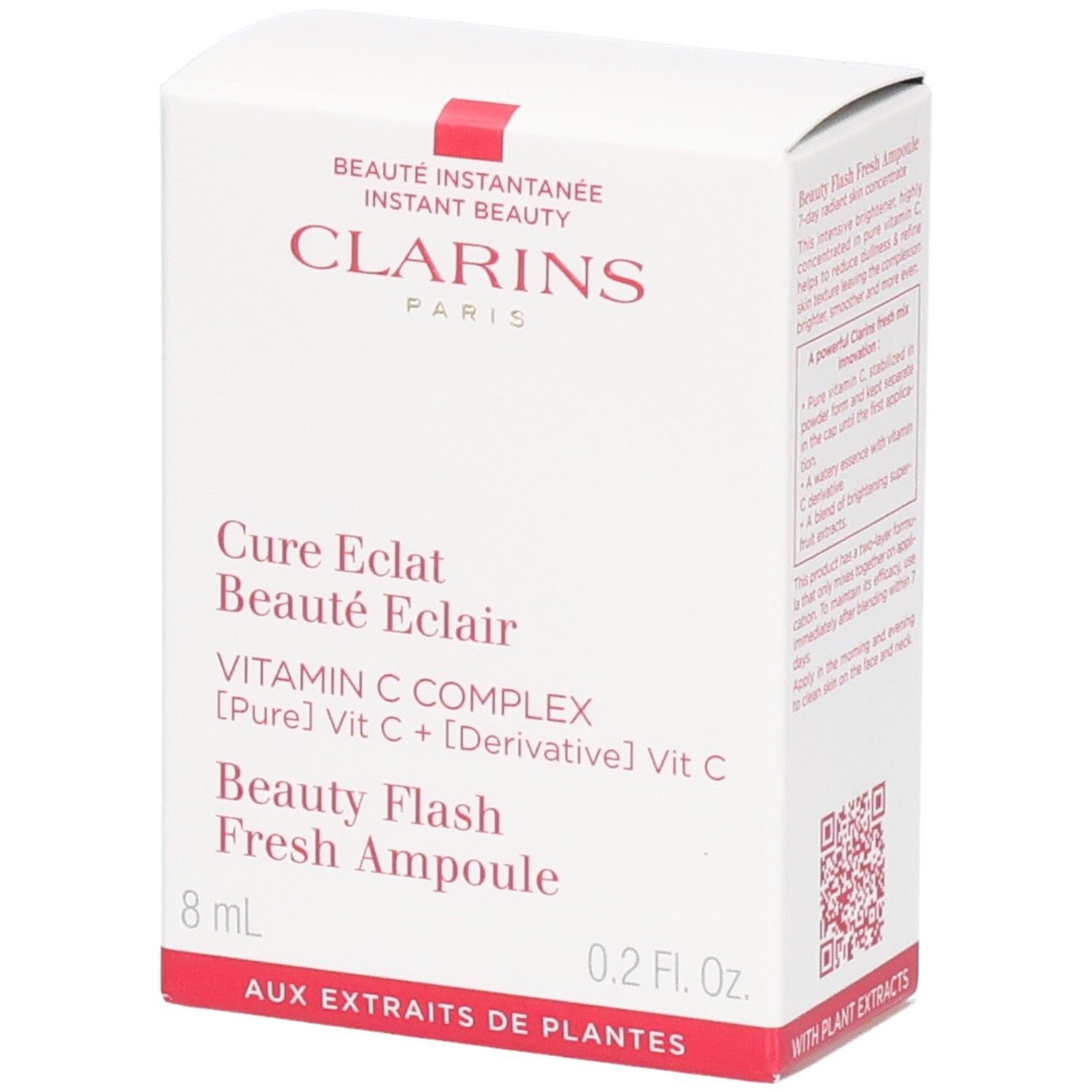 Boîte Clarins Beauty Flash Fresh Ampoule avec Complexe Vitamine C.