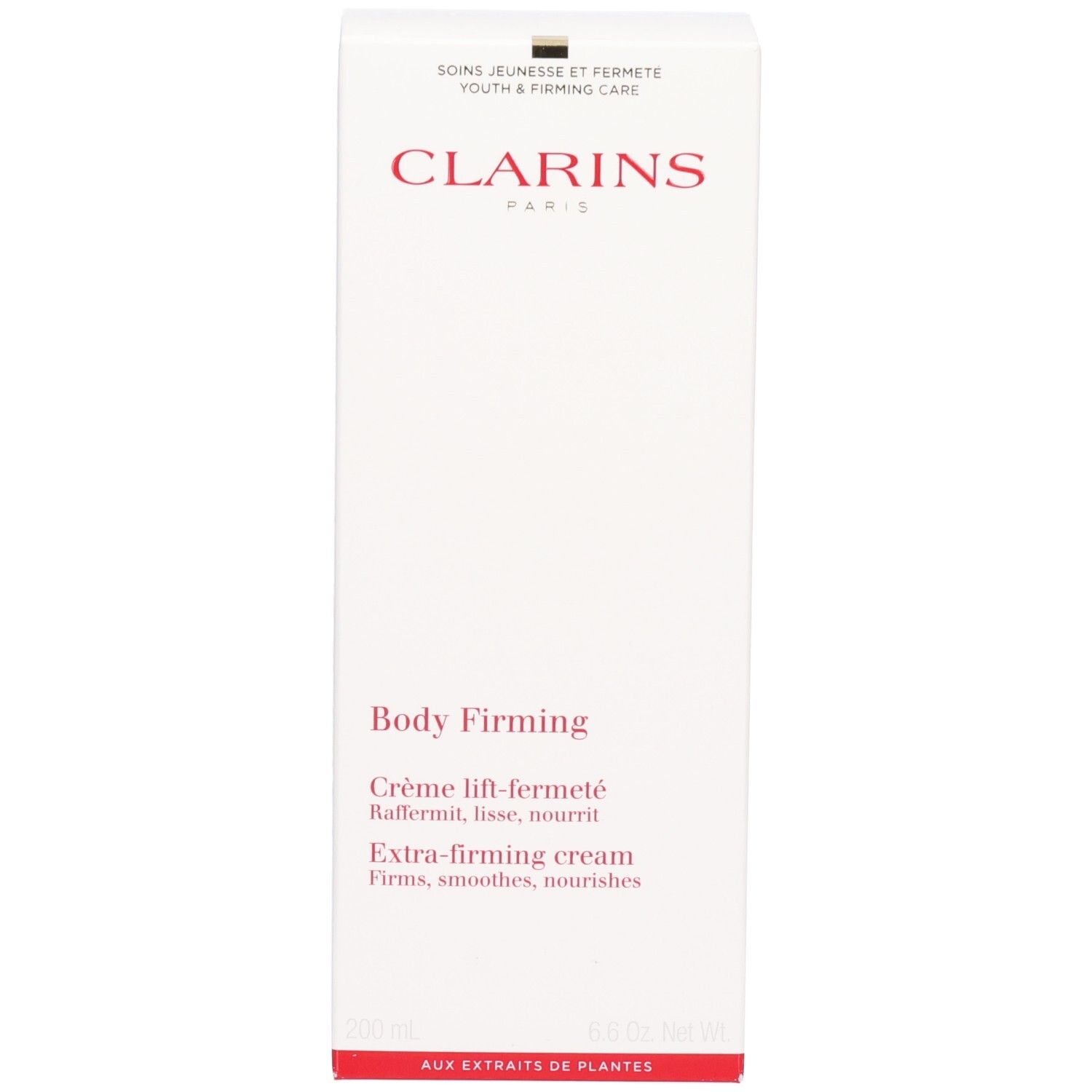 Emballage Crème Corps Raffermissante Clarins, face avant