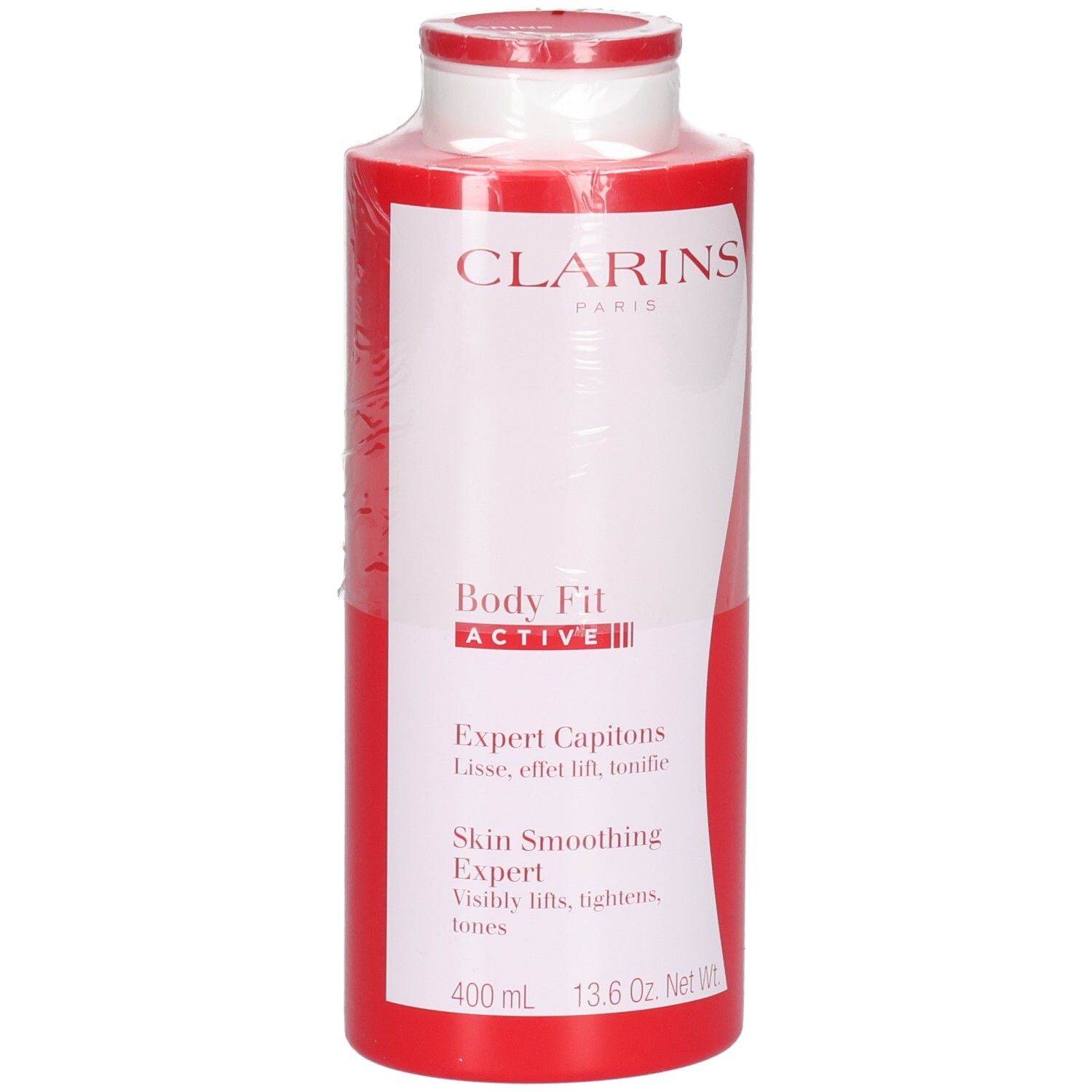 Bouteille Clarins Body Fit Active rouge, 400 ml.