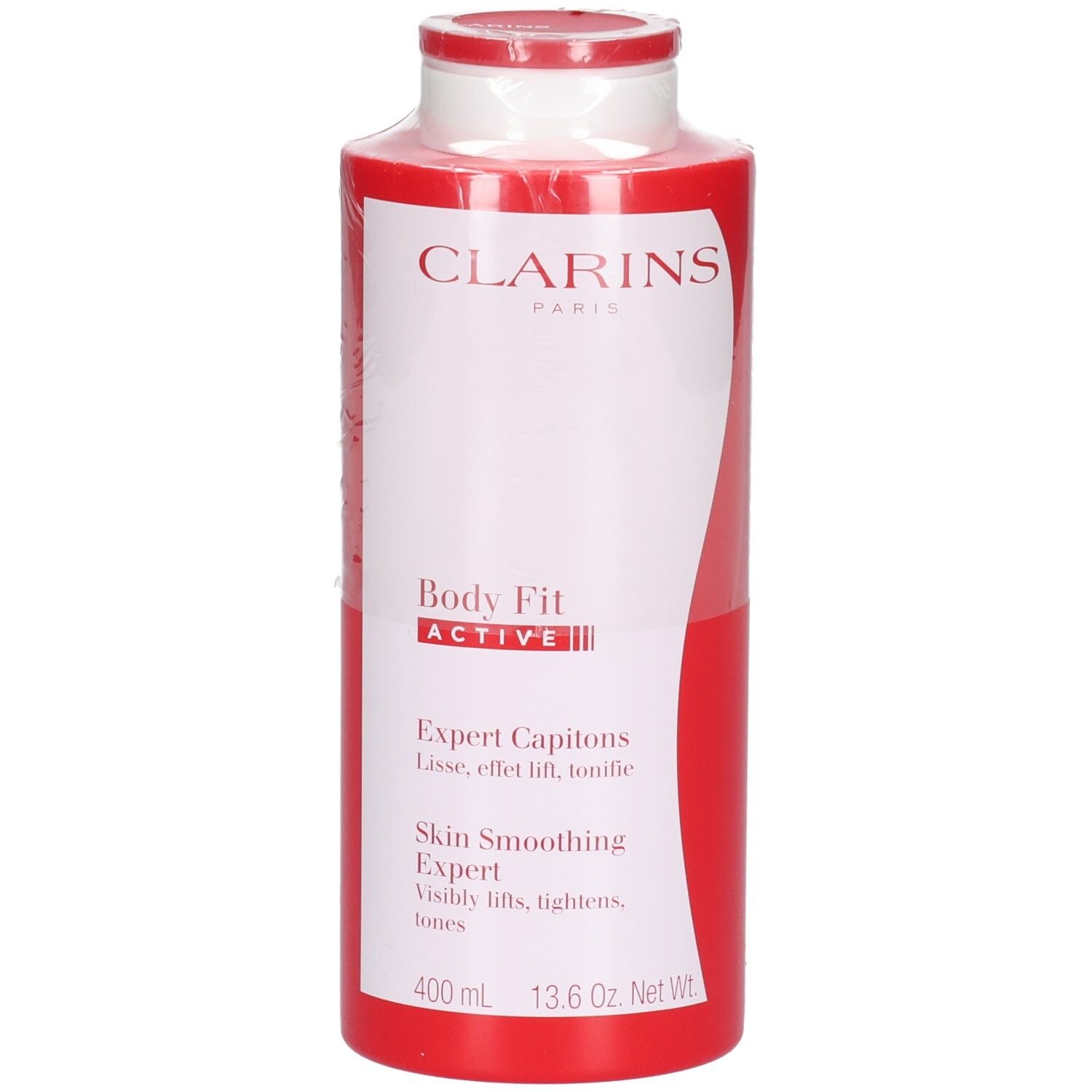 Bouteille Clarins Body Fit Active rouge, 400 ml.