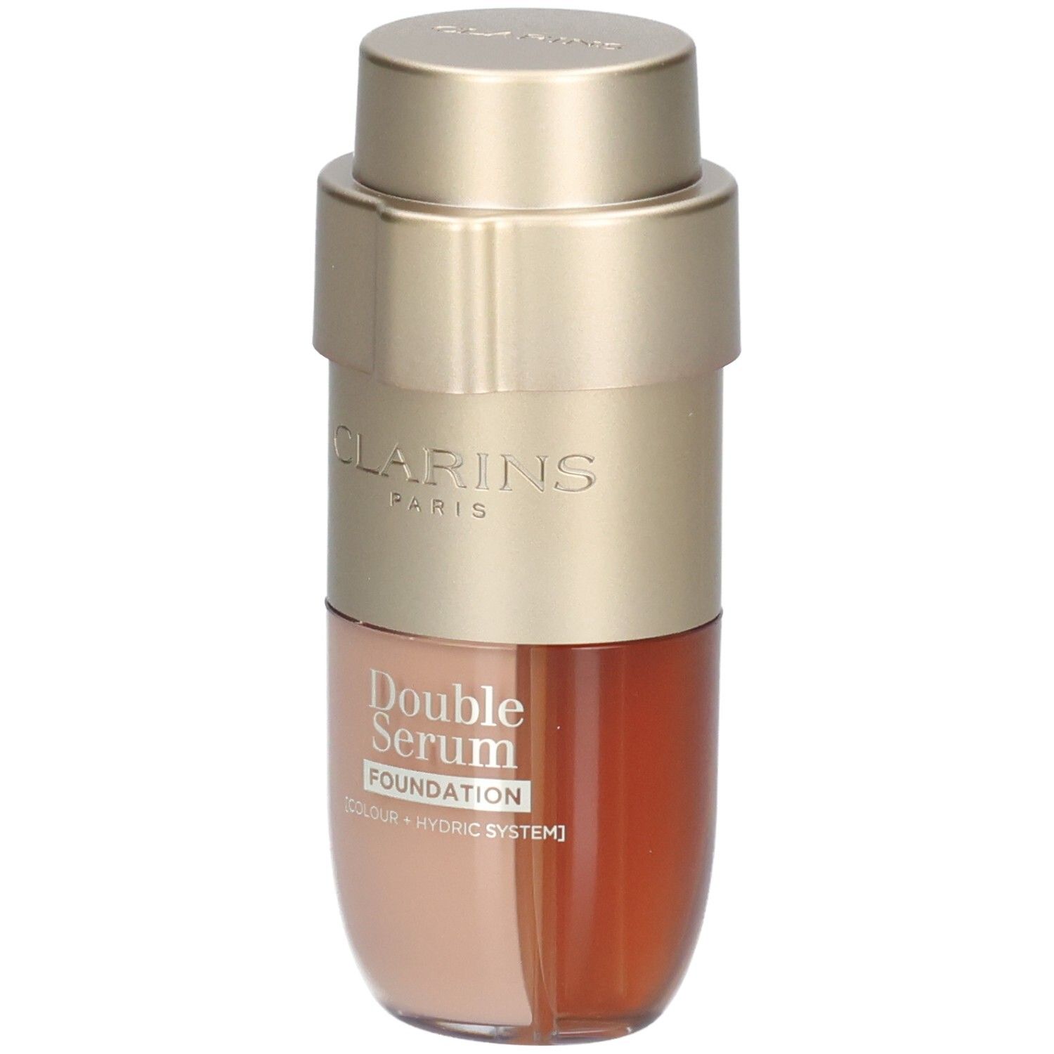 Clarins Double Serum Foundation L6W dans un emballage doré et beige.