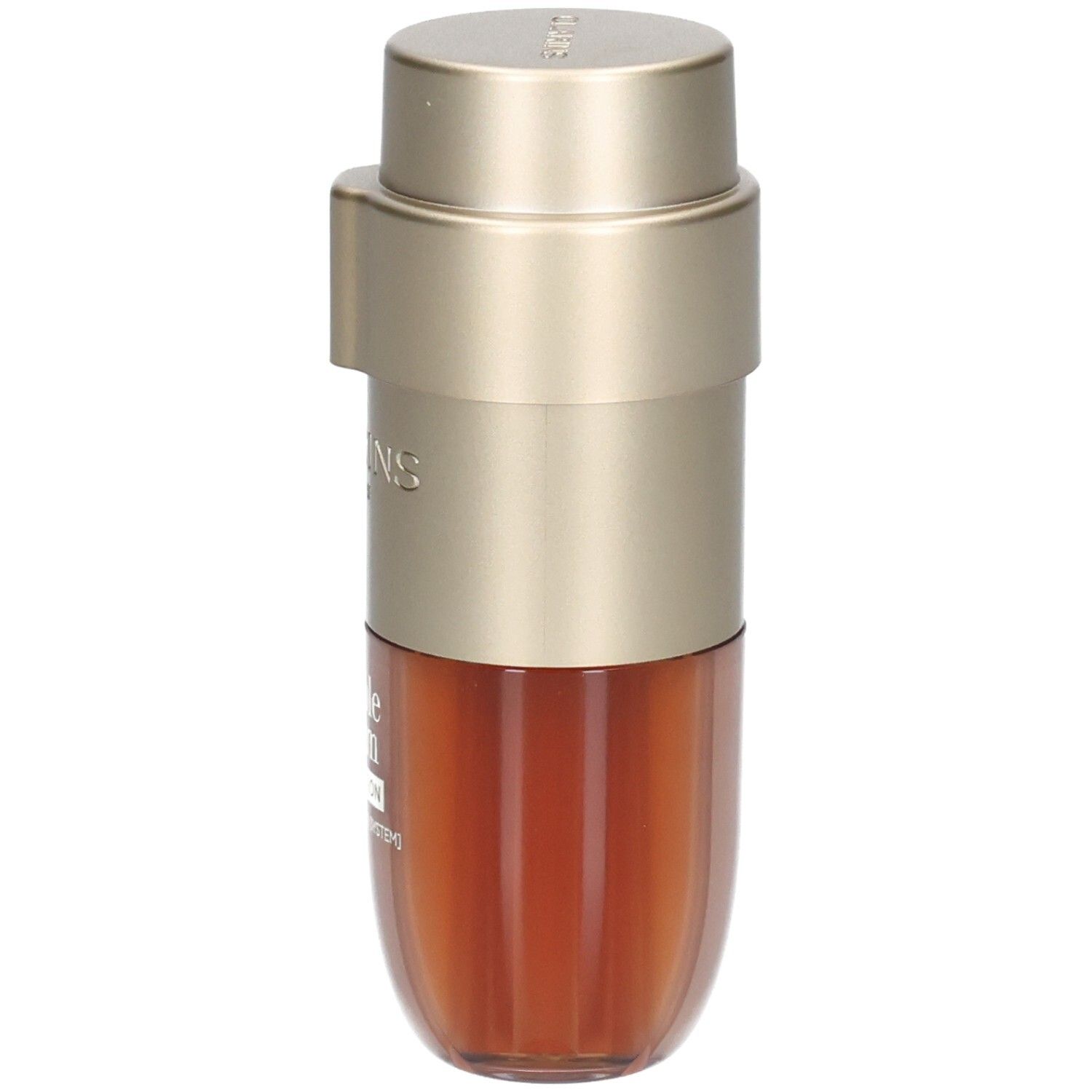 Clarins Double Serum Foundation M3C, un compartiment avec sérum ambré.